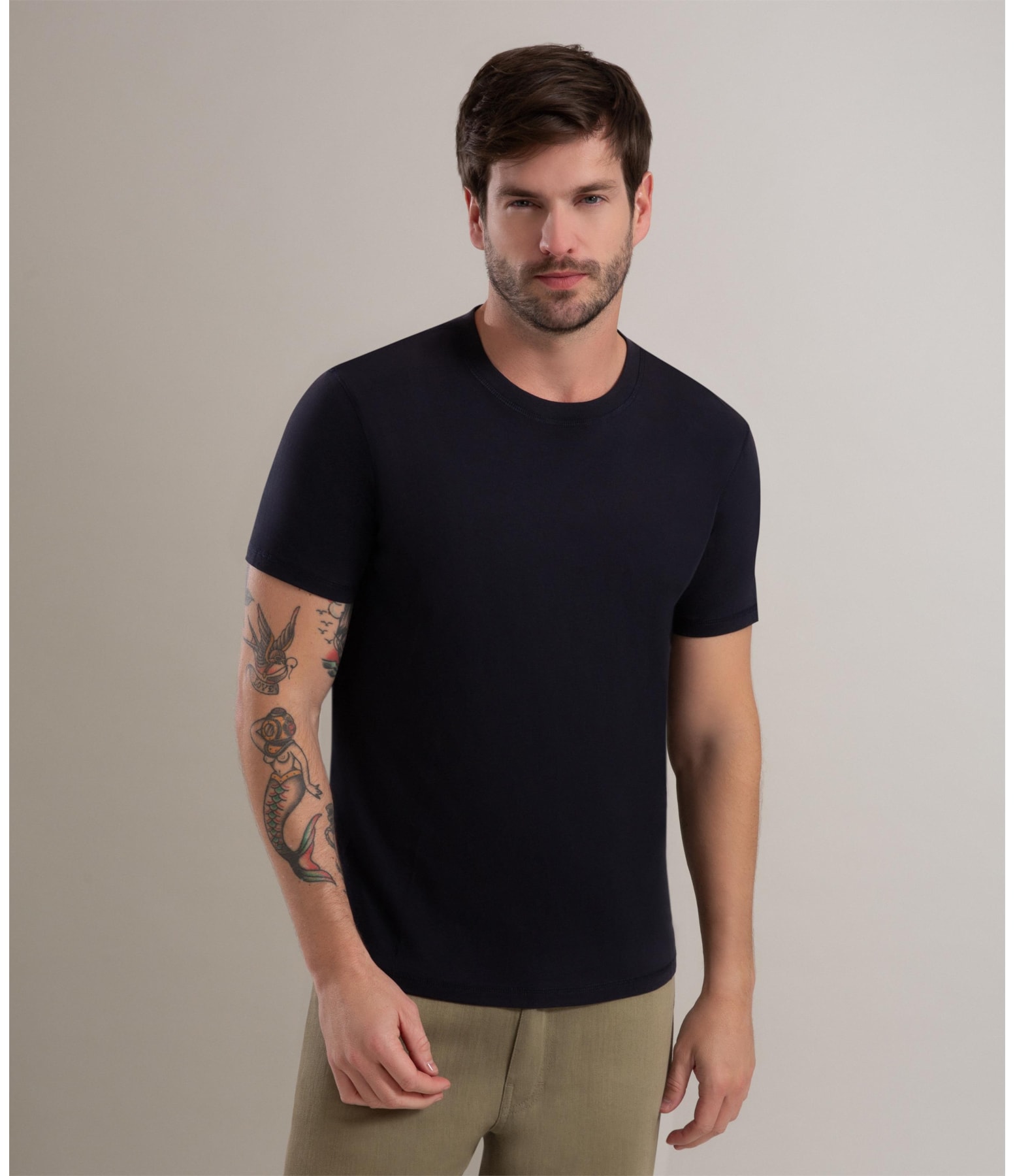 T-Shirt Casual Pima Dark Navy