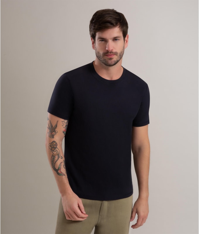 T-Shirt Casual Pima Dark Navy