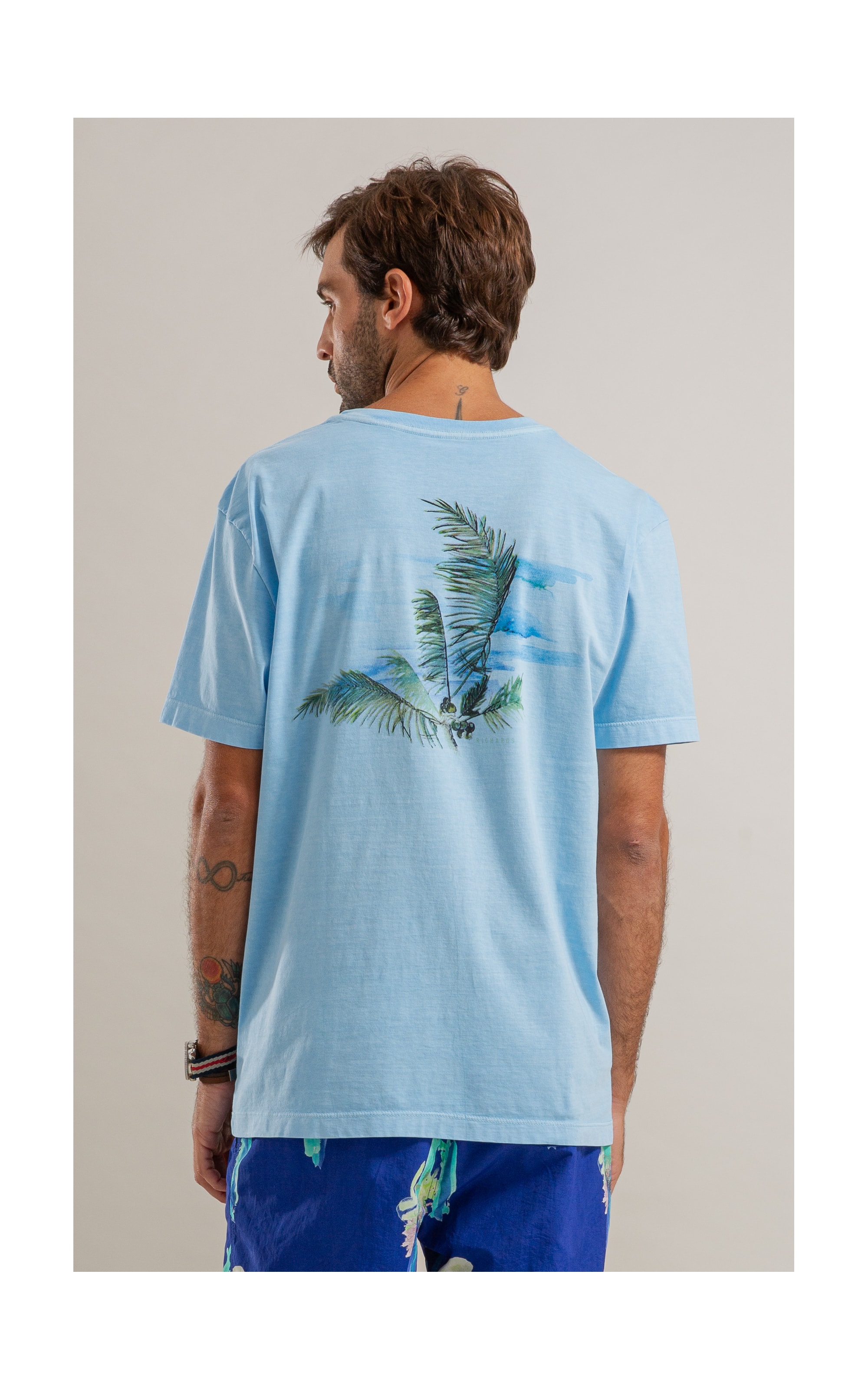 T-Shirt Coqueiral Washed Mc Bf Azul Seco