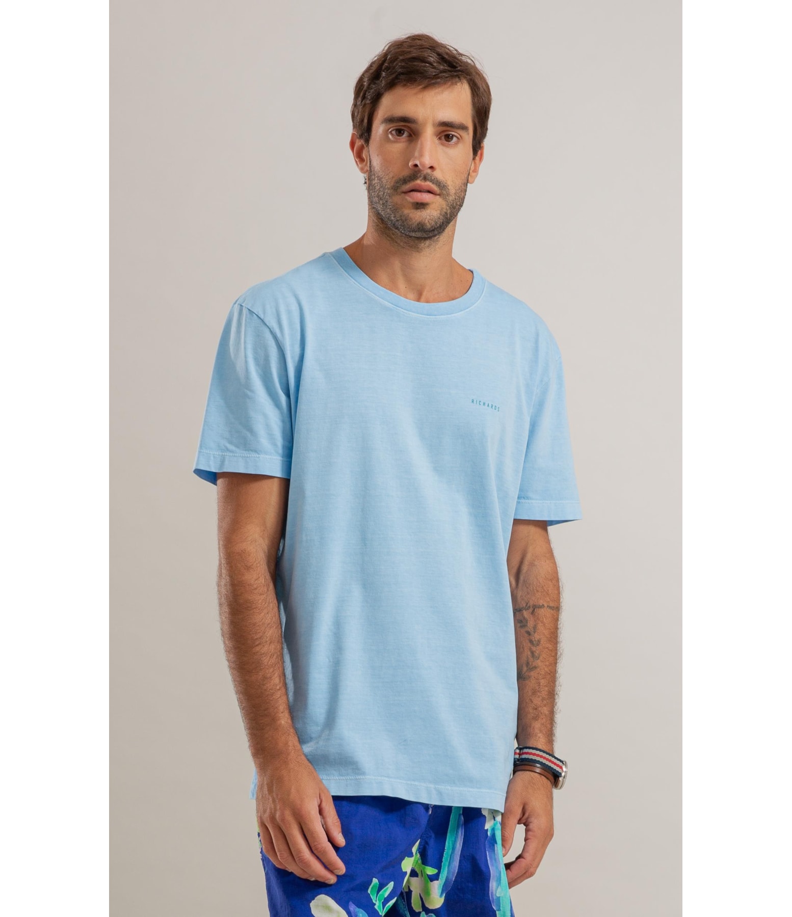 T-Shirt Coqueiral Washed Mc Bf Azul Seco