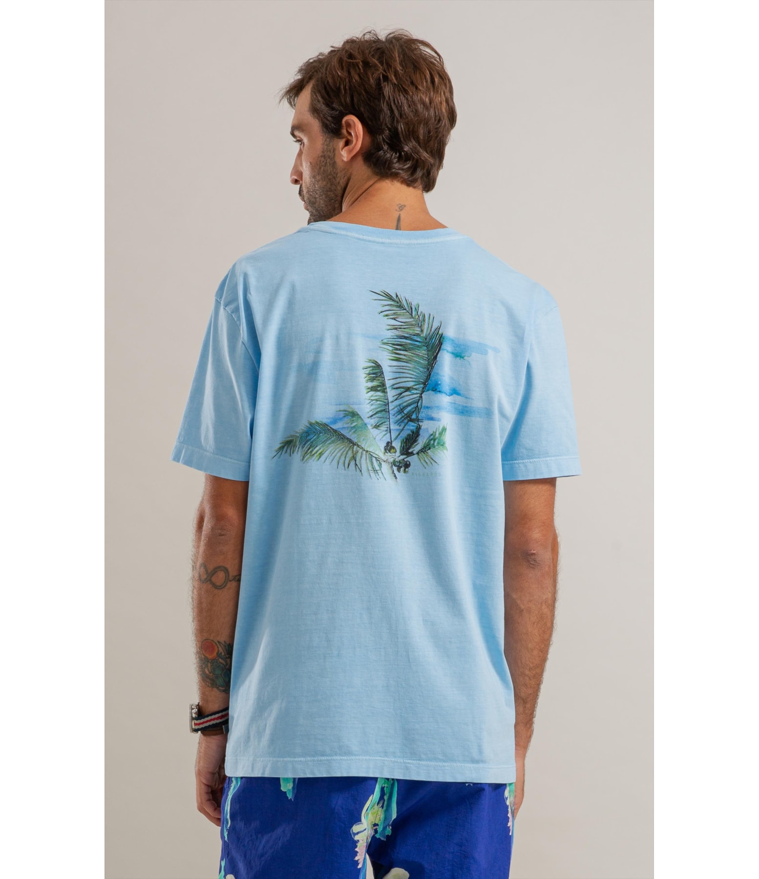T-Shirt Coqueiral Washed Mc Bf Azul Seco