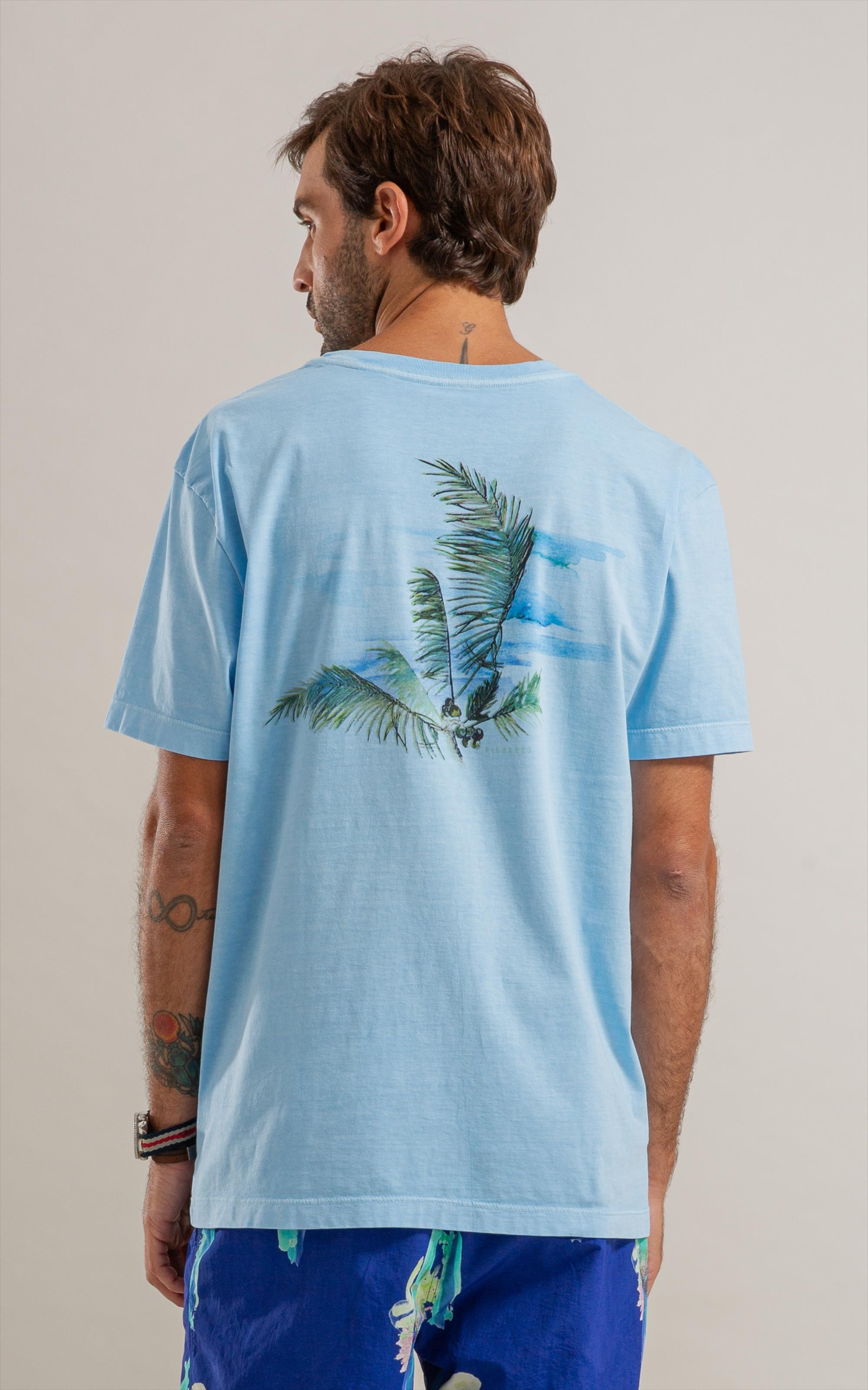 T-Shirt Coqueiral Washed Mc Bf Azul Seco