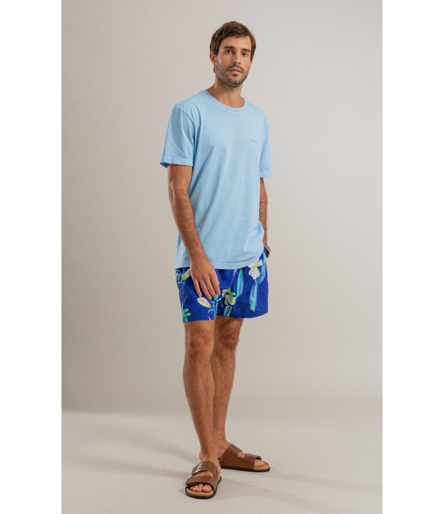 T-Shirt Coqueiral Washed Mc Bf Azul Seco