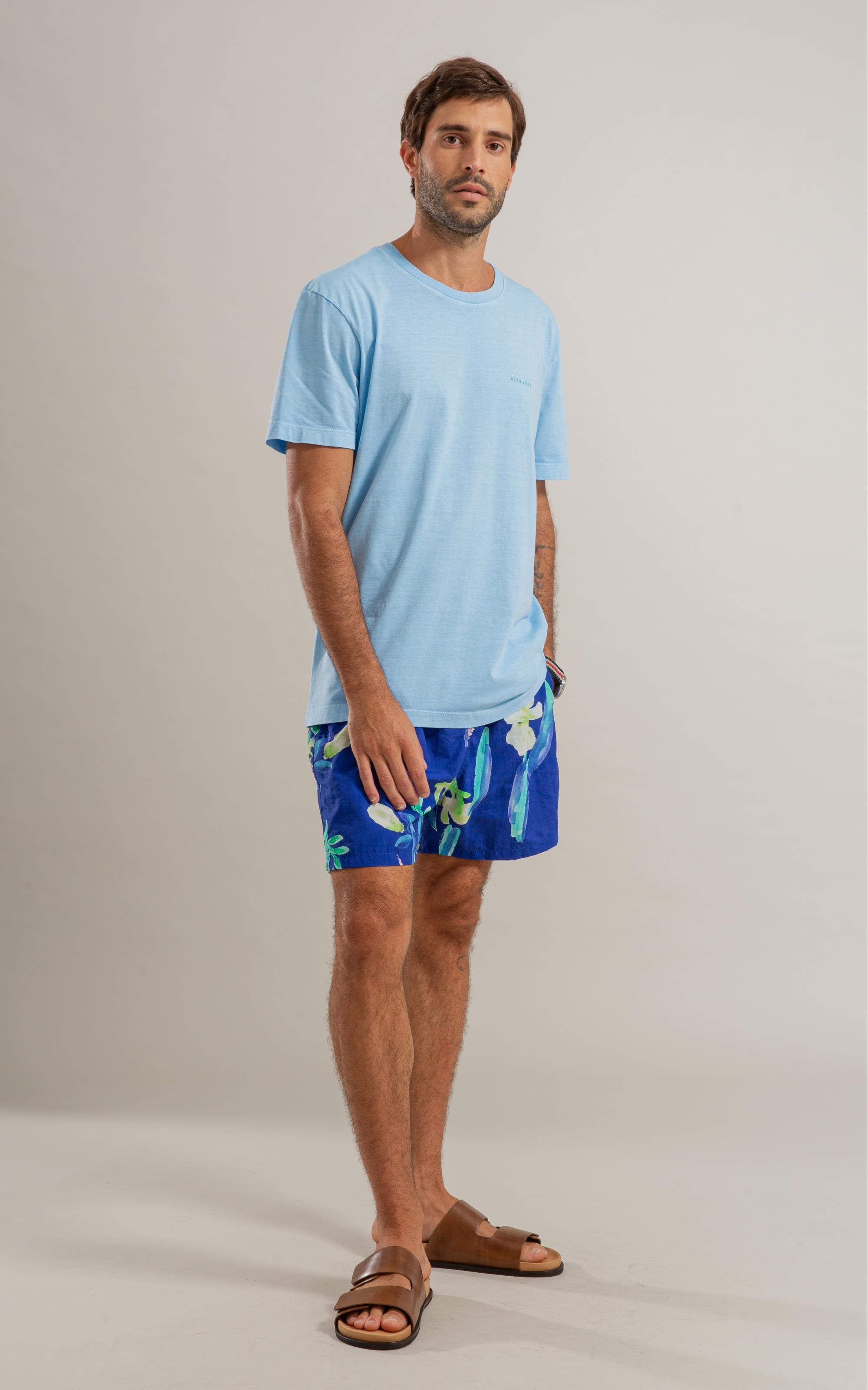 T-Shirt Coqueiral Washed Mc Bf Azul Seco