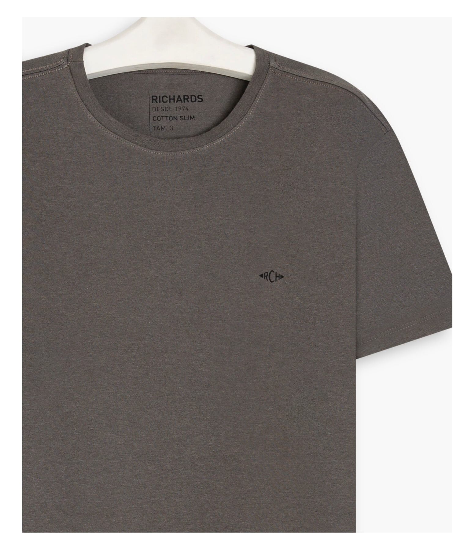 T-Shirt Cotton Slim Basic Grafite