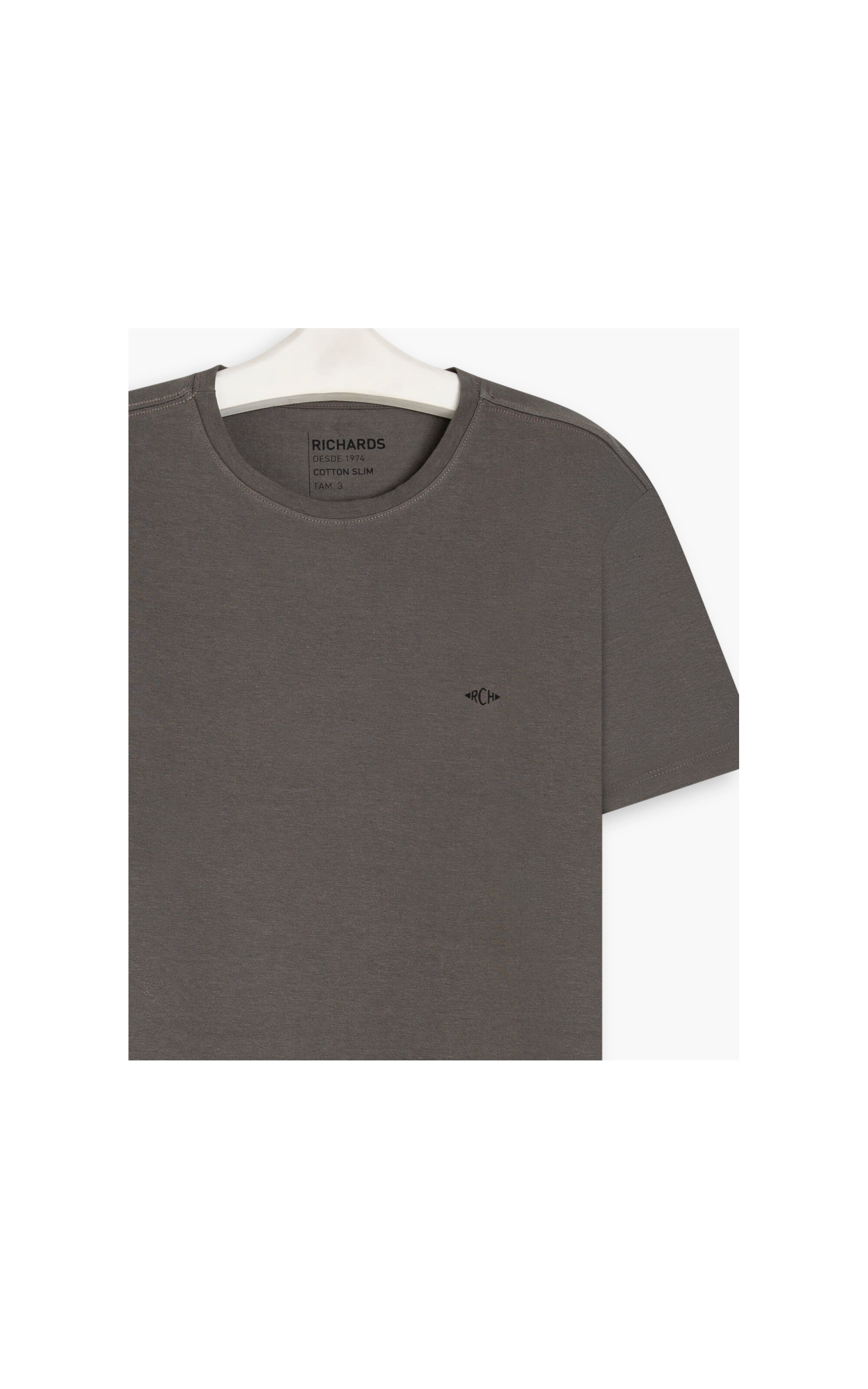 T-Shirt Cotton Slim Basic Grafite