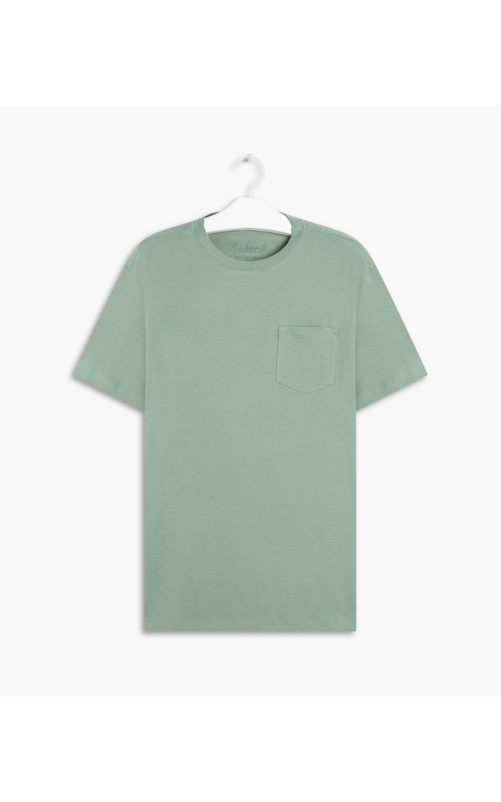 T-Shirt Cotton Slim Com Bolso Verde Claro