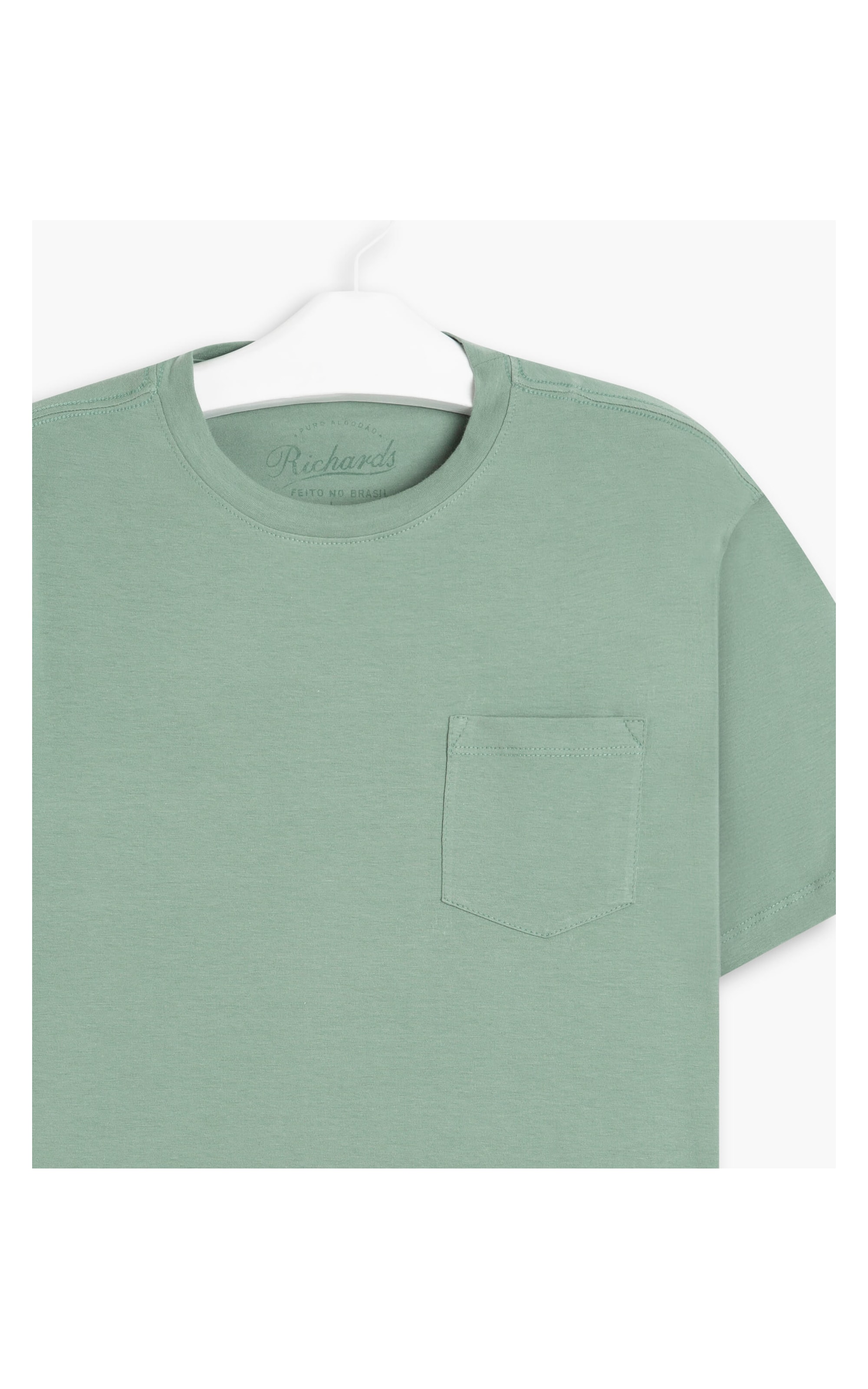 T-Shirt Cotton Slim Com Bolso Verde Claro
