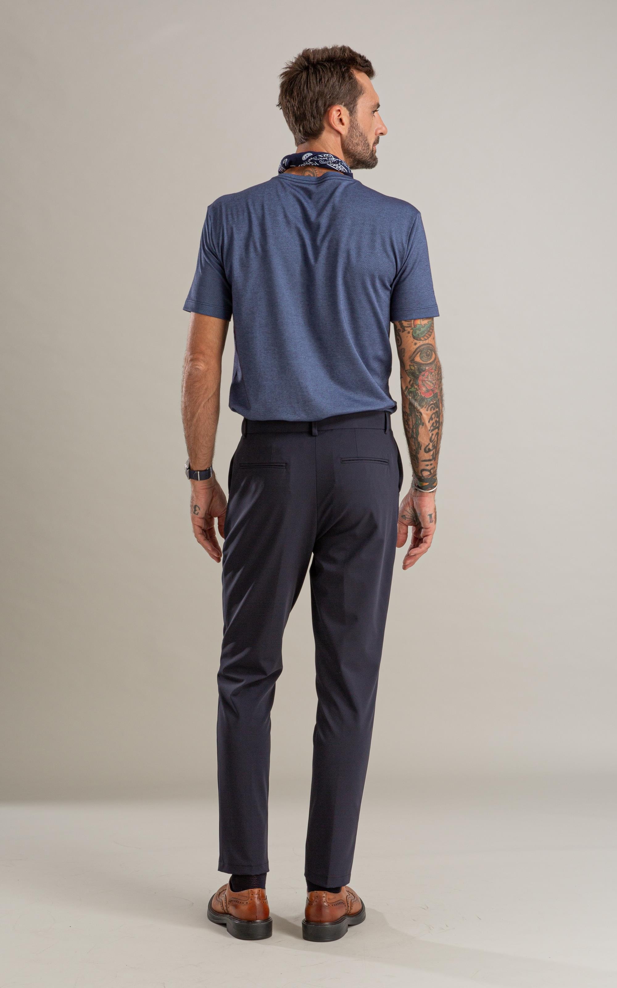 T-Shirt Interlock Pima Mc Bf Azul Pervante