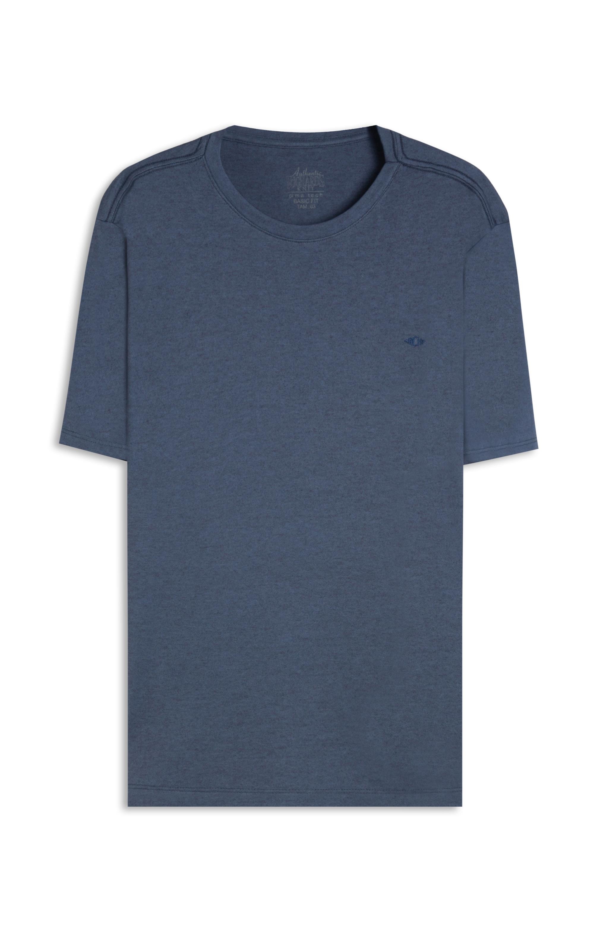 T-Shirt Interlock Pima Mc Bf Azul Pervante
