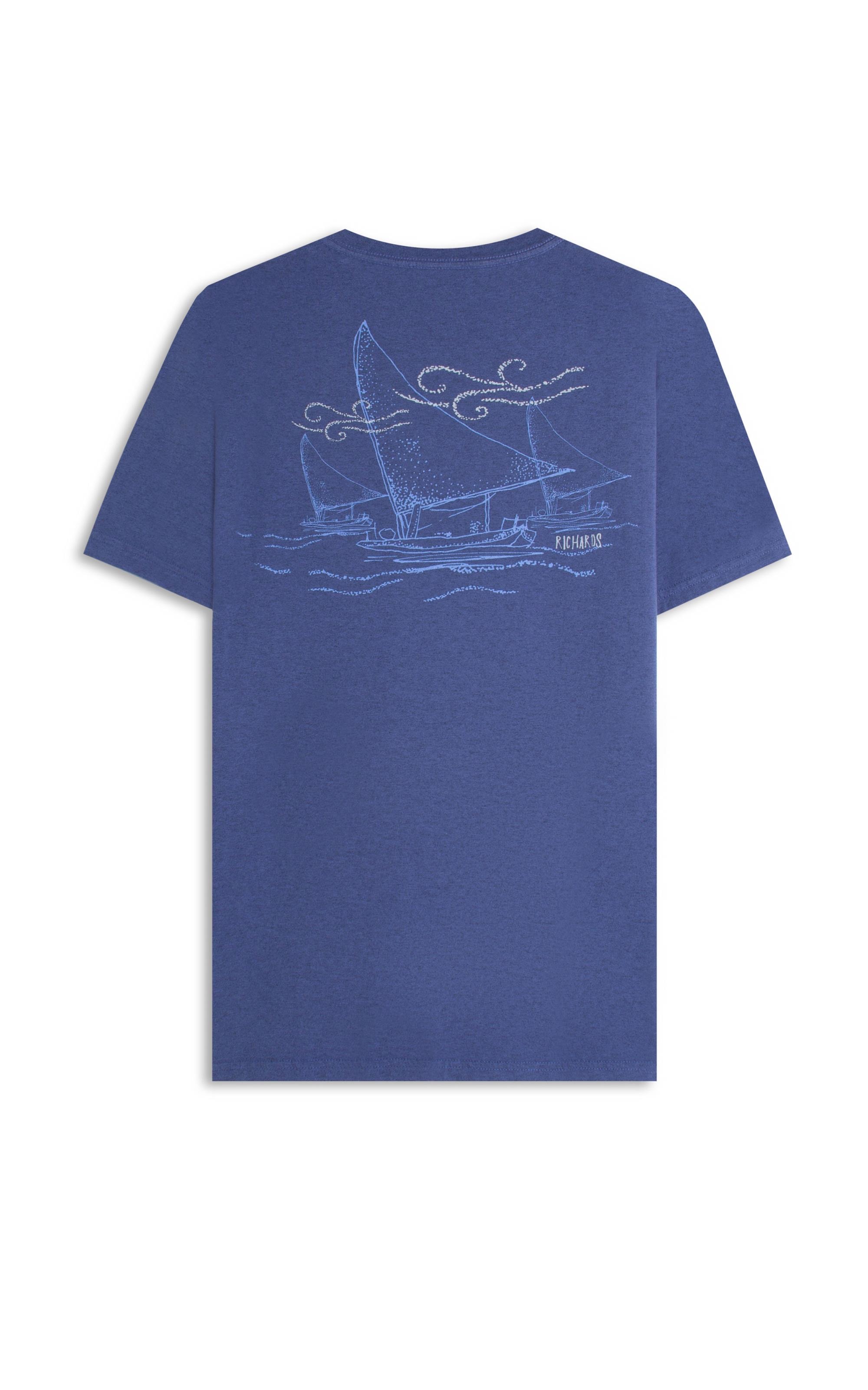 T-Shirt Jangada Overdye Mc Bf Azul Jeans Mescla