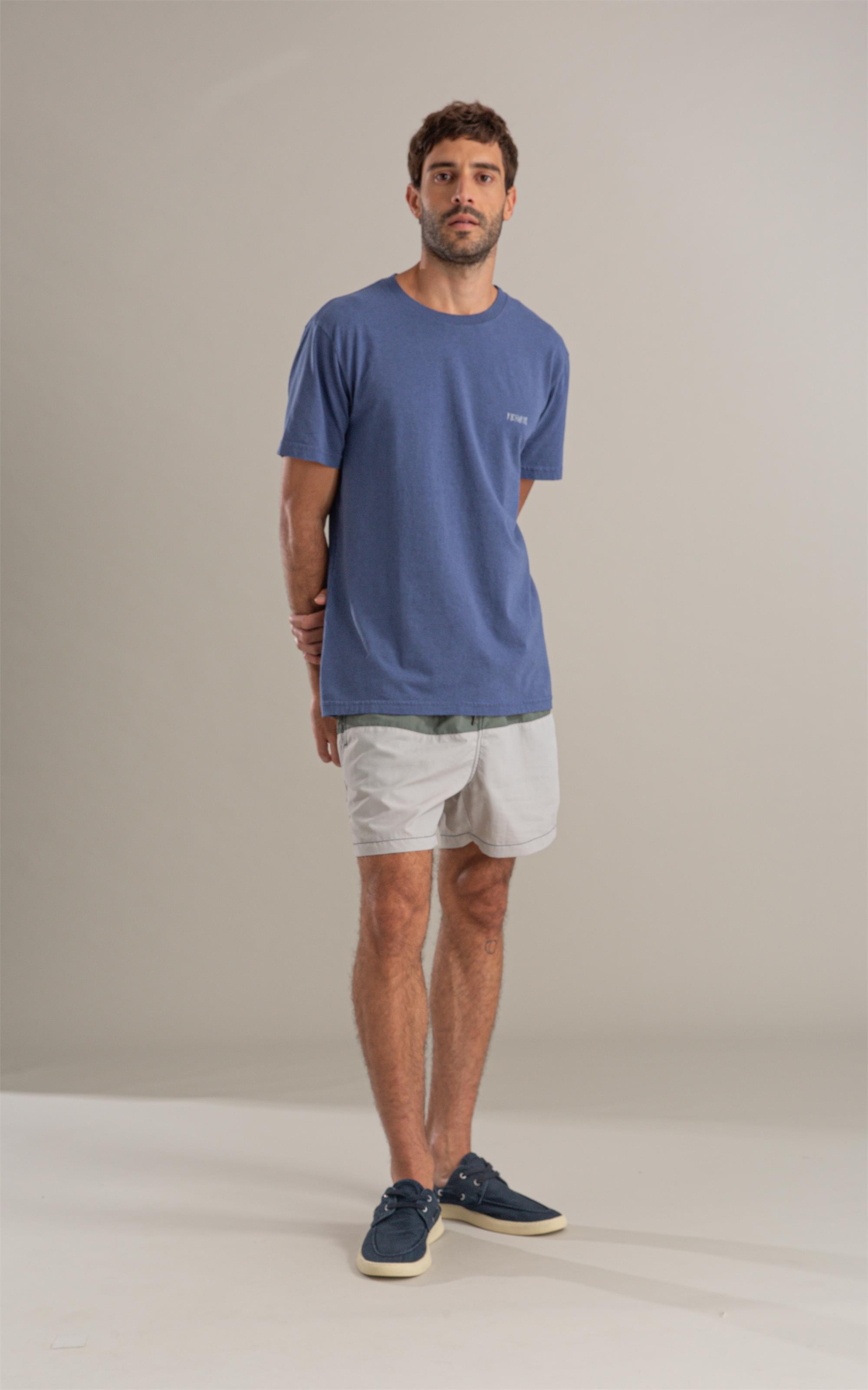 T-Shirt Jangada Overdye Mc Bf Azul Jeans Mescla