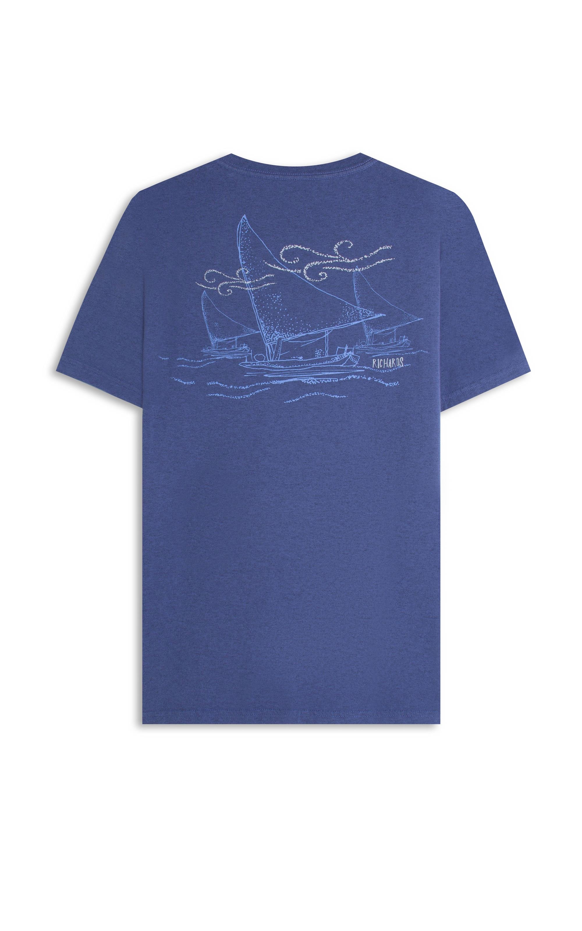 T-Shirt Jangada Overdye Mc Bf Azul Jeans Mescla
