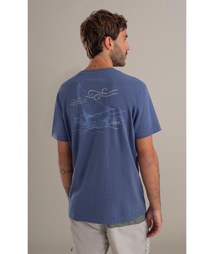 T-Shirt Jangada Overdye Mc Bf Azul Jeans Mescla