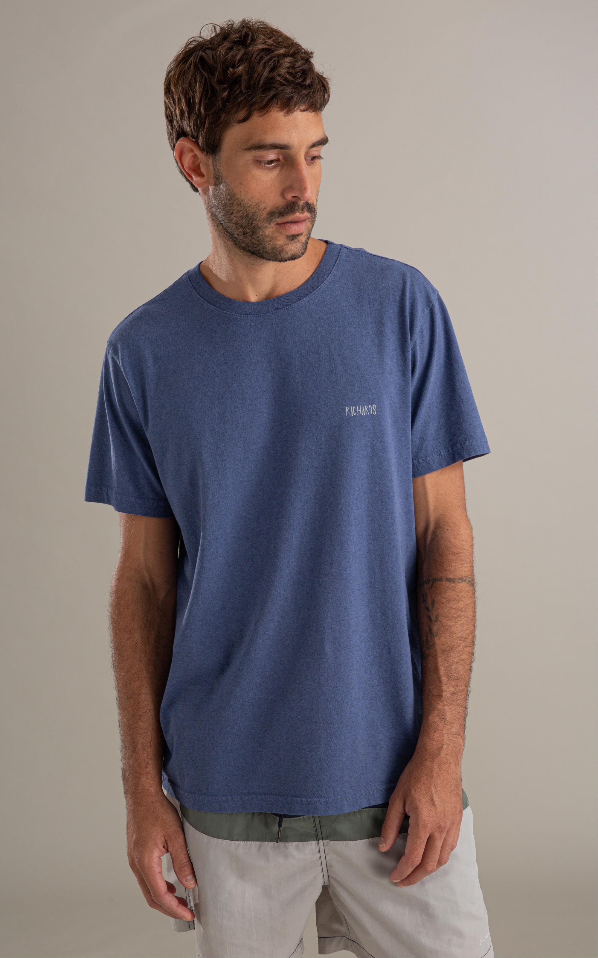 T-Shirt Jangada Overdye Mc Bf Azul Jeans Mescla