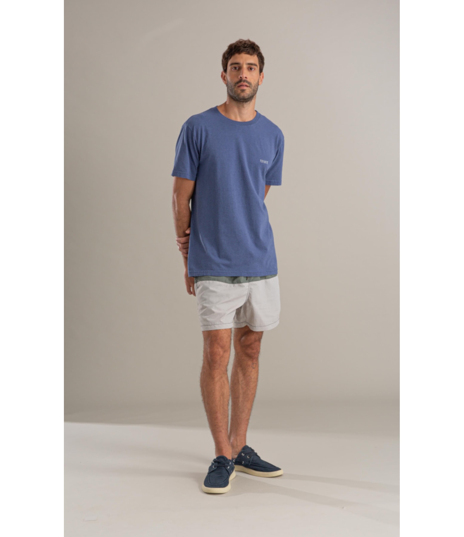 T-Shirt Jangada Overdye Mc Bf Azul Jeans Mescla