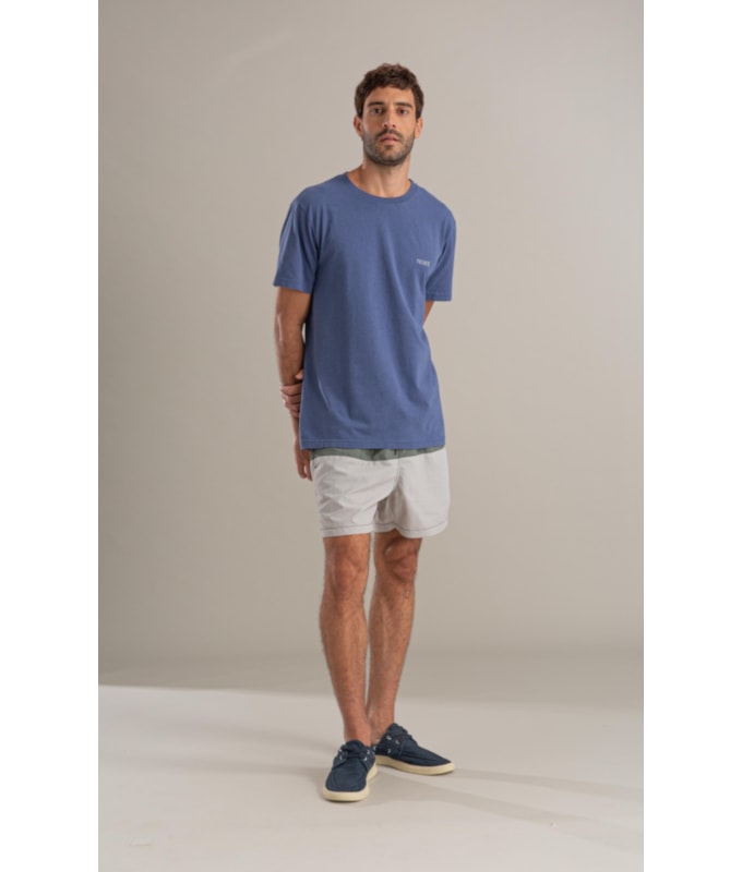 T-Shirt Jangada Overdye Mc Bf Azul Jeans Mescla