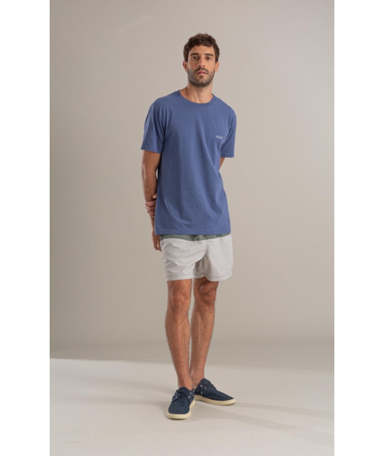 T-Shirt Jangada Overdye Mc Bf Azul Jeans Mescla