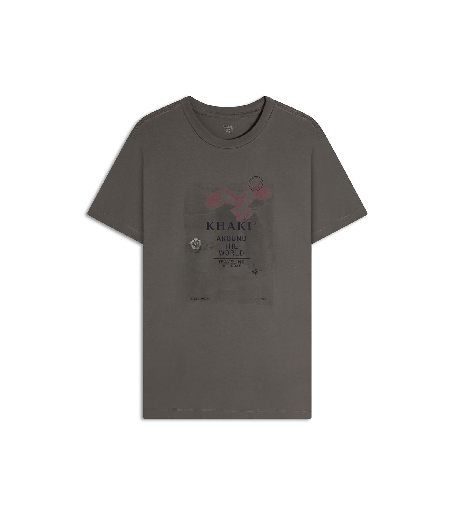 T-Shirt Khaki Around The World Basic Fit Tabaco