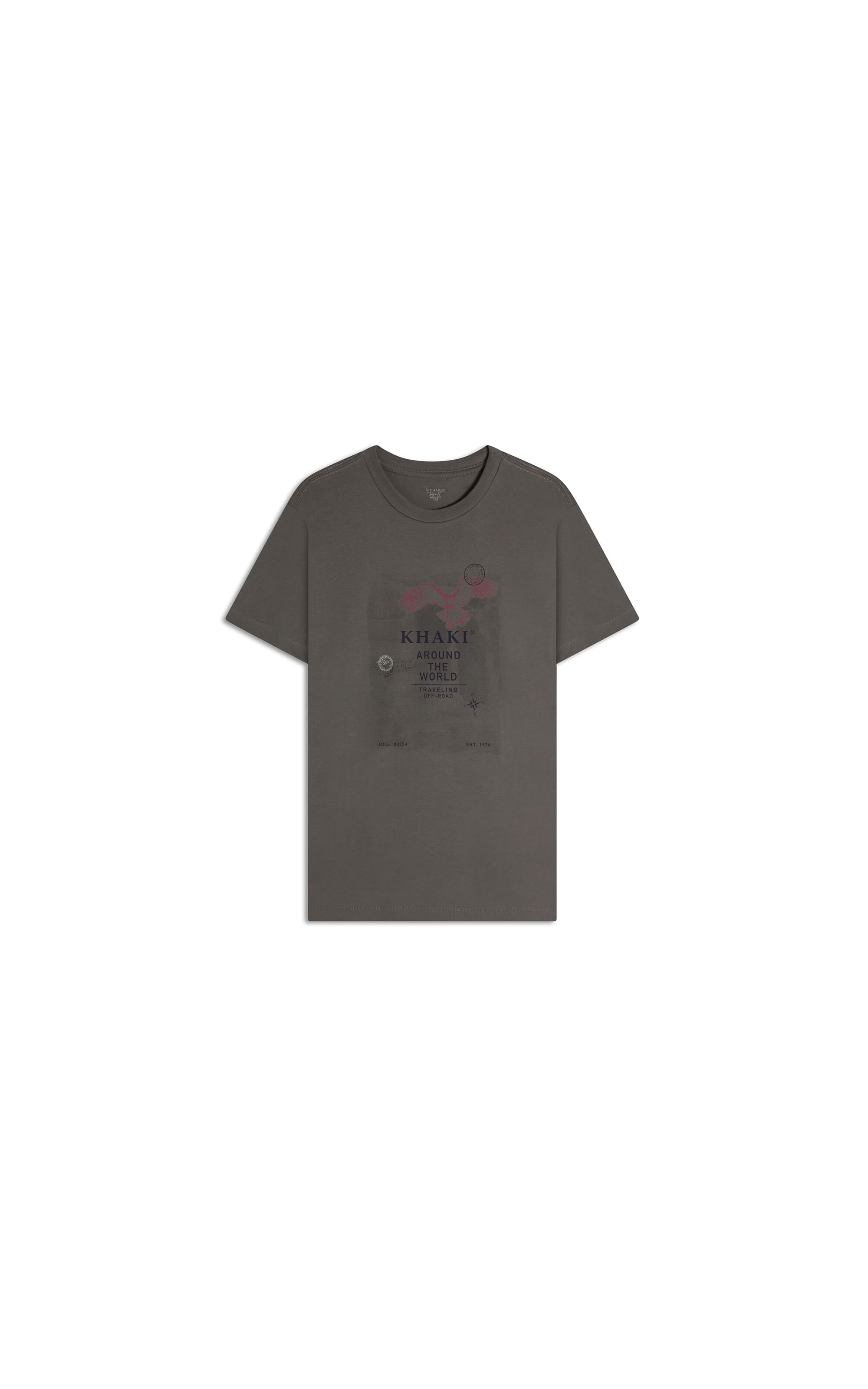 T-Shirt Khaki Around The World Basic Fit Tabaco