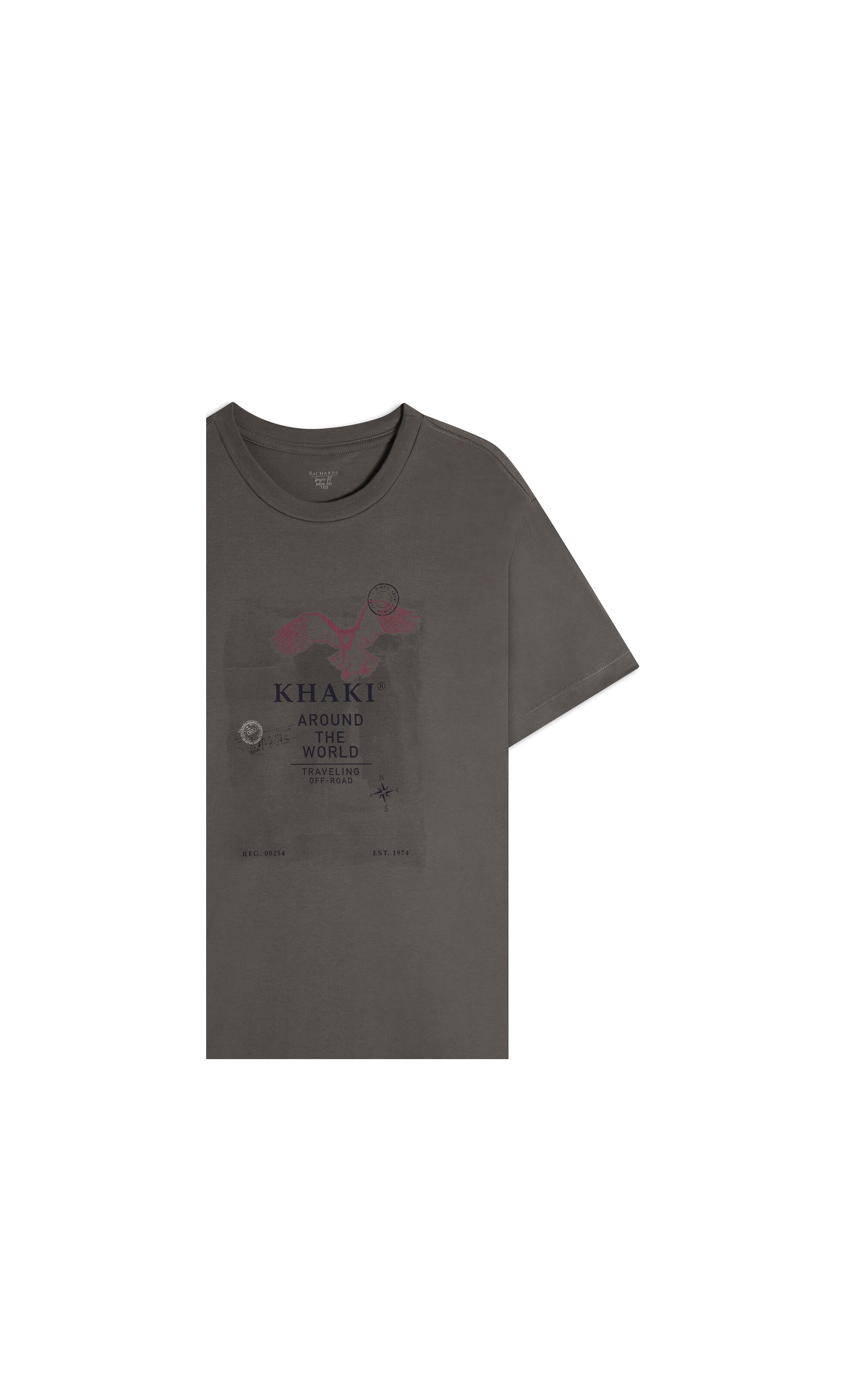 T-Shirt Khaki Around The World Basic Fit Tabaco
