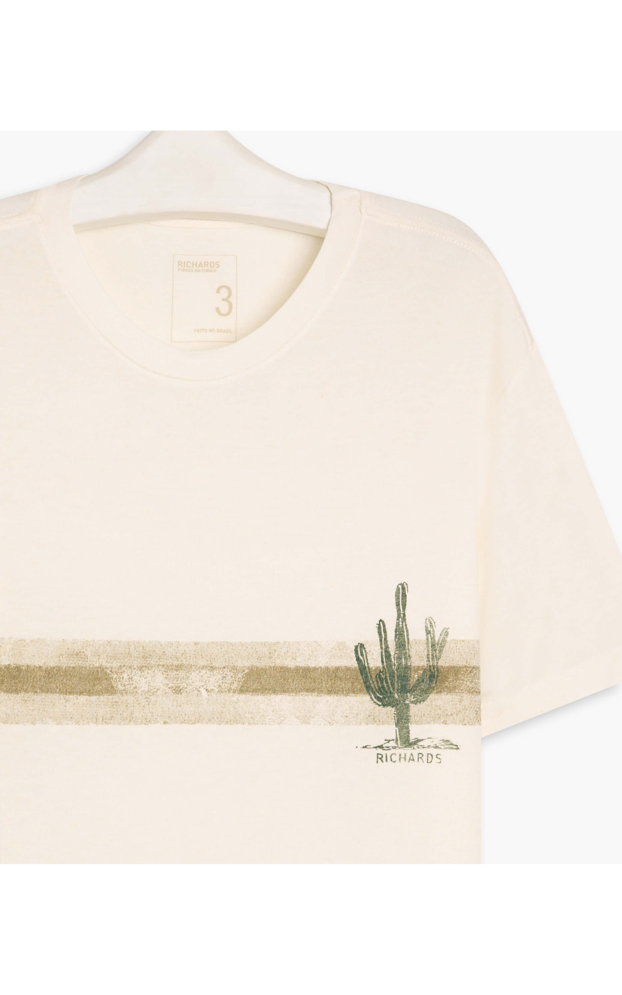 T-Shirt Linho  Mc Aquarela Cactus Faixa Natural