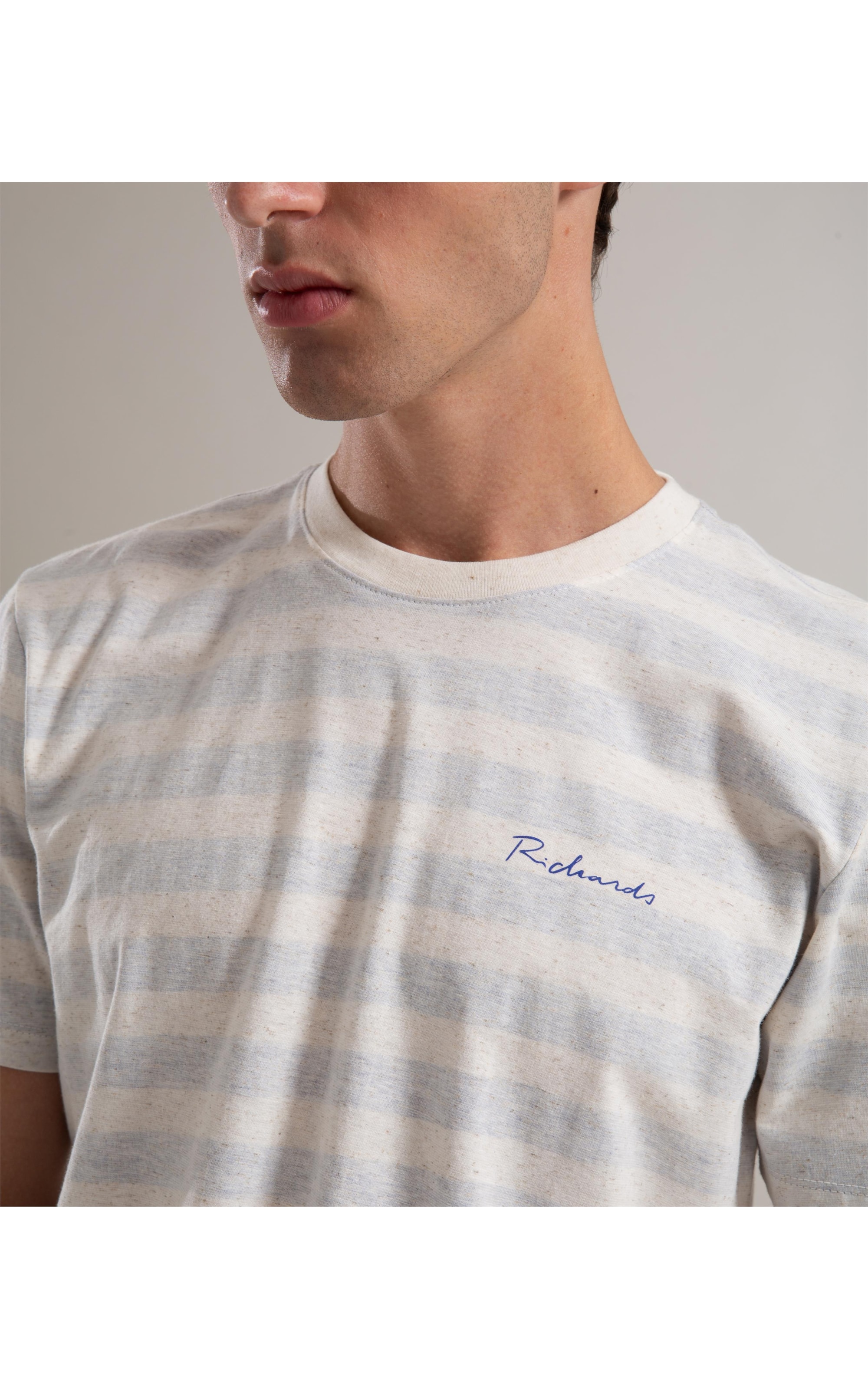 T-Shirt Linho  Mm  Happy Stripe Azul Pervante