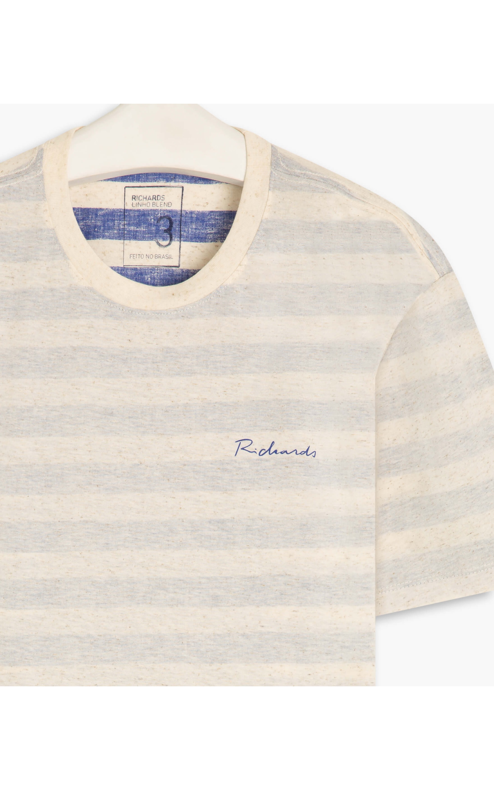 T-Shirt Linho  Mm  Happy Stripe Azul Pervante