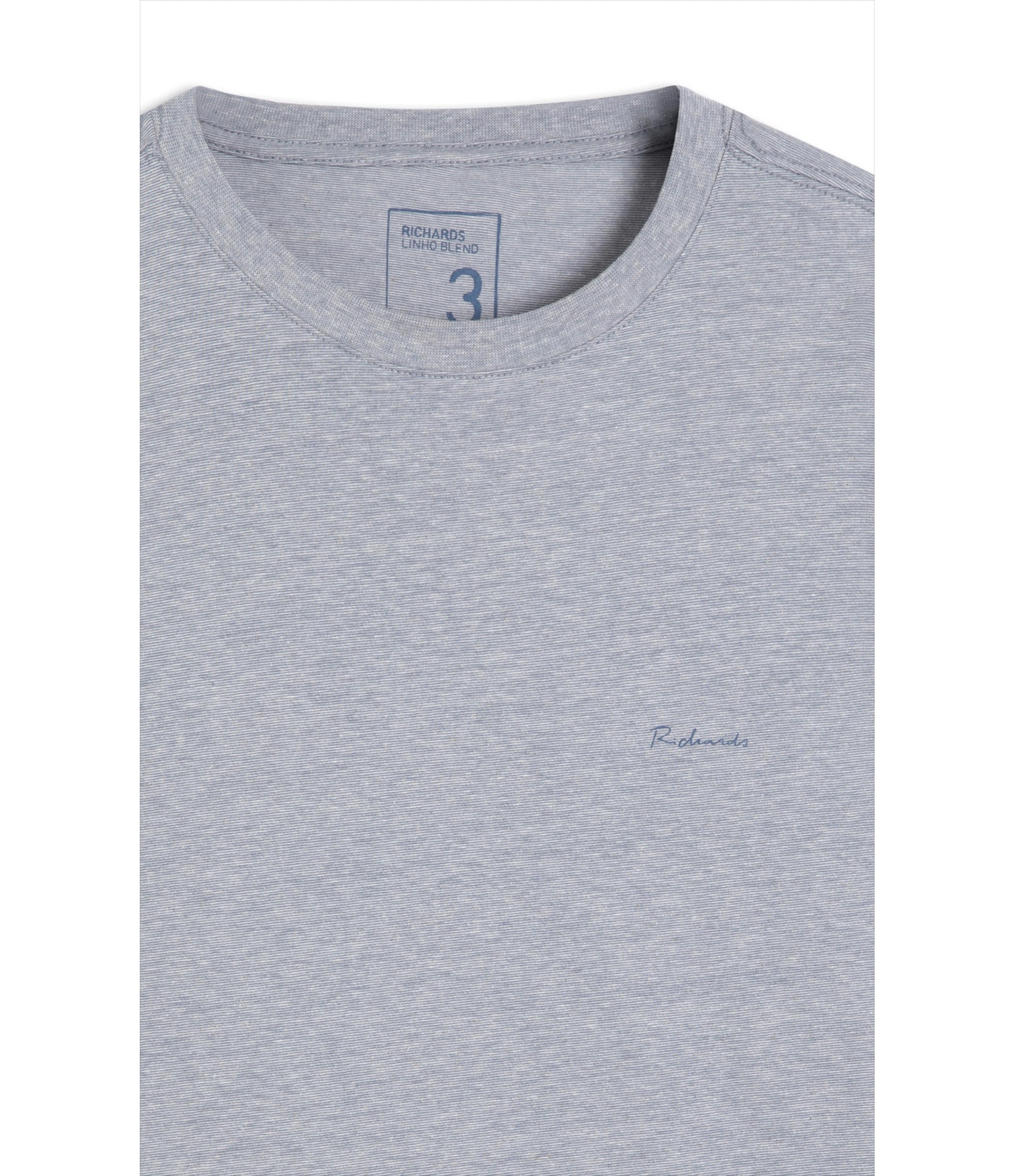 T-Shirt Linho  Mm  Mc Basic Fit Azul Medio