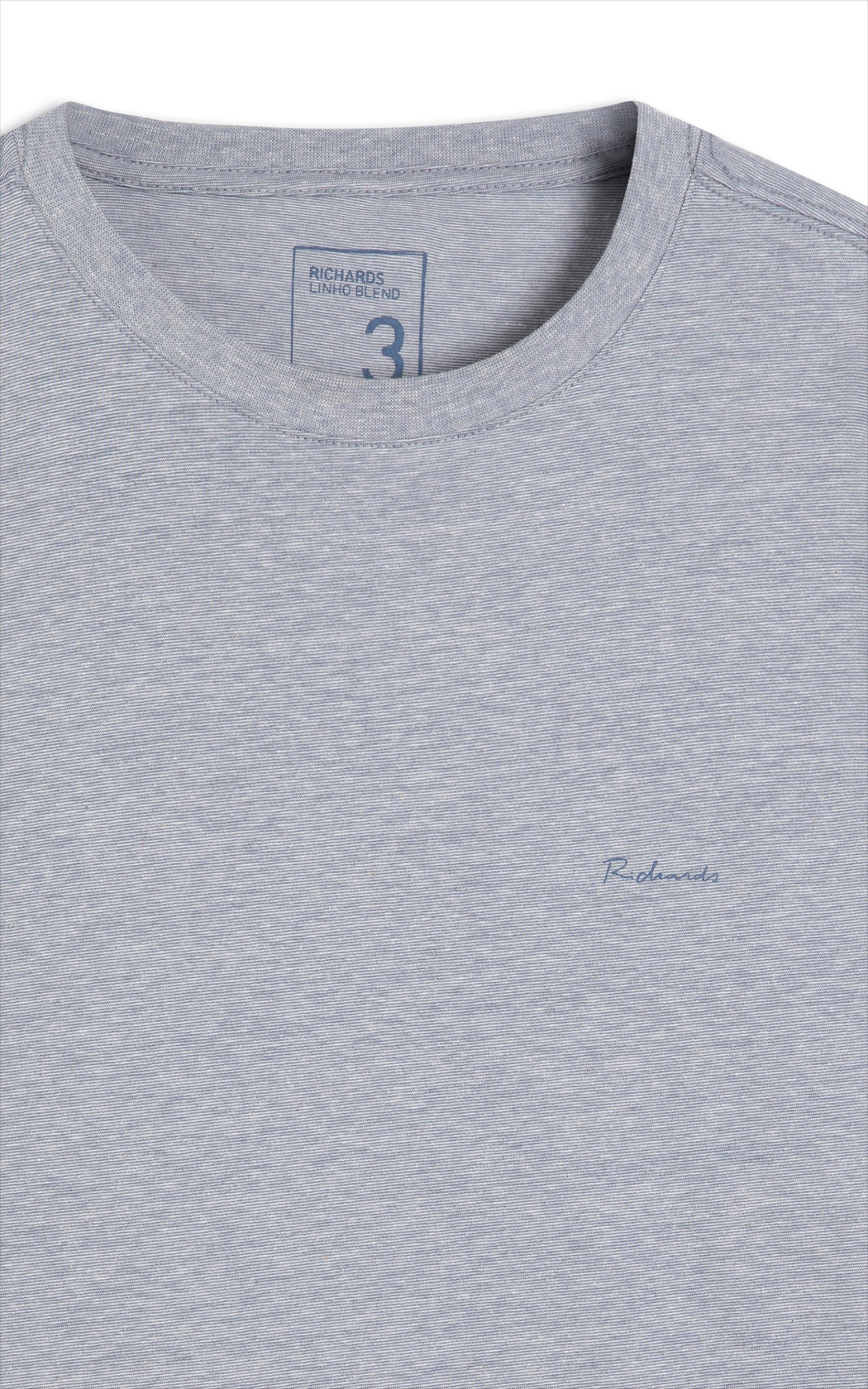 T-Shirt Linho  Mm  Mc Basic Fit Azul Medio