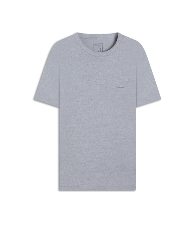 T-Shirt Linho  Mm  Mc Basic Fit Azul Medio