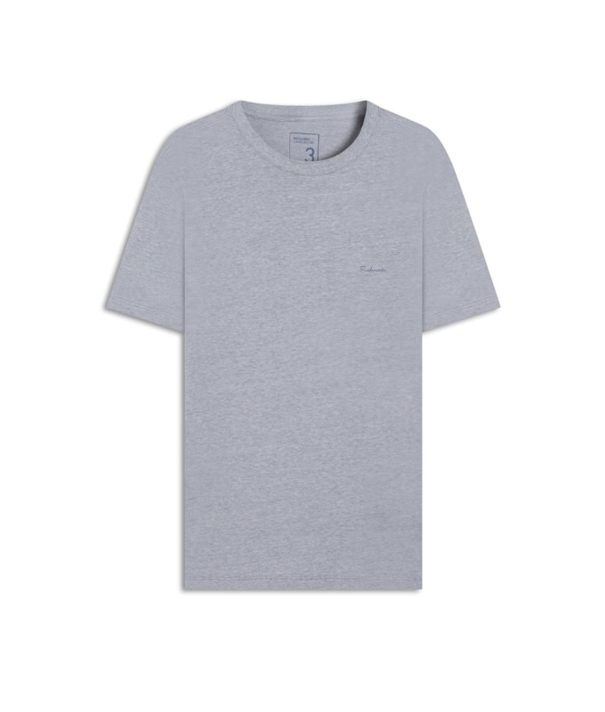 T-Shirt Linho  Mm  Mc Basic Fit Azul Medio