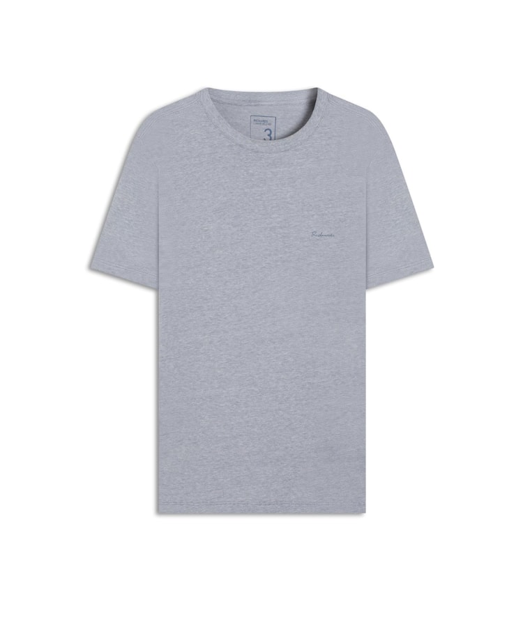 T-Shirt Linho  Mm  Mc Basic Fit Azul Medio