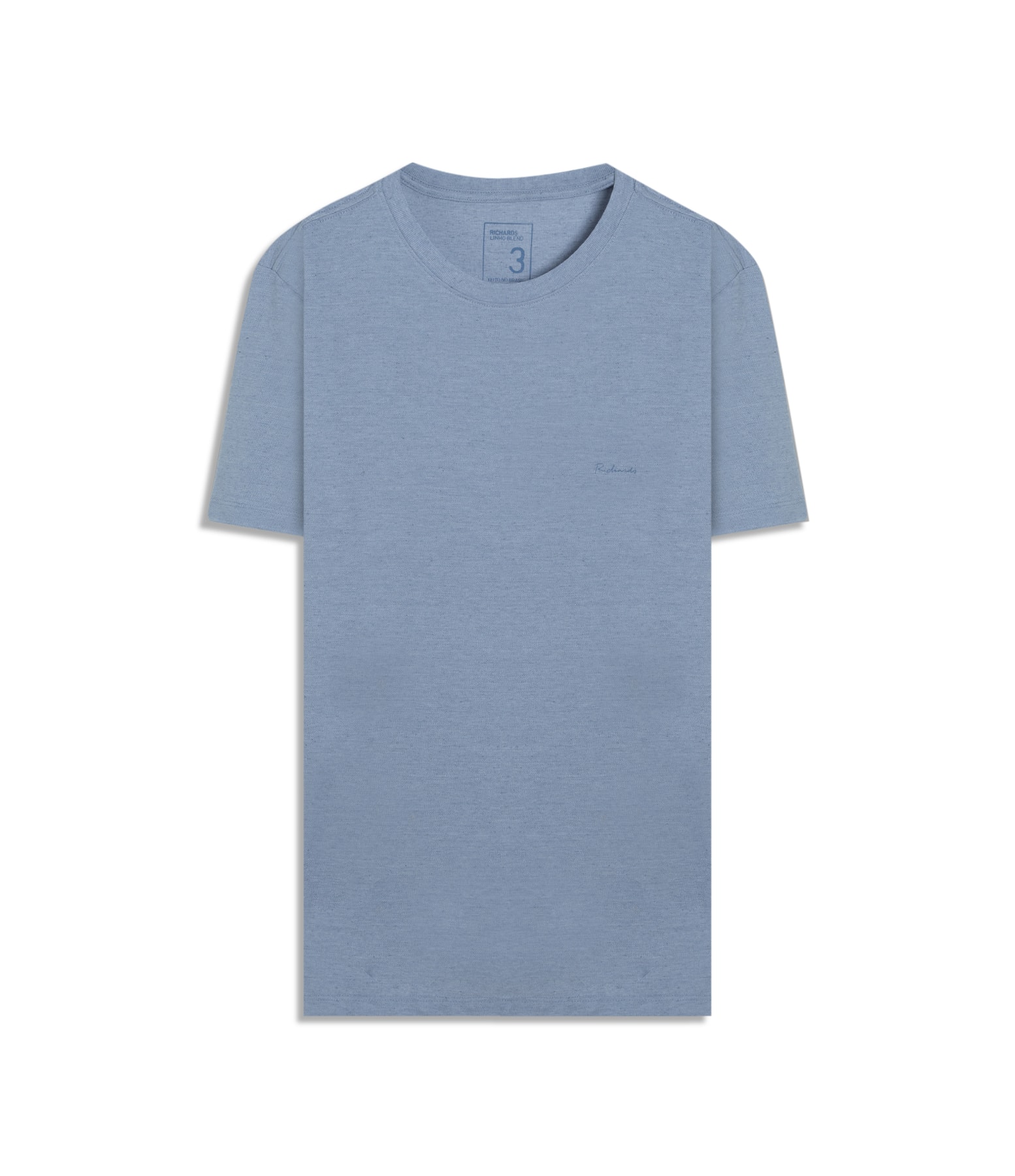 T-Shirt Linho  Piquet  Basic Mc Azul Medio