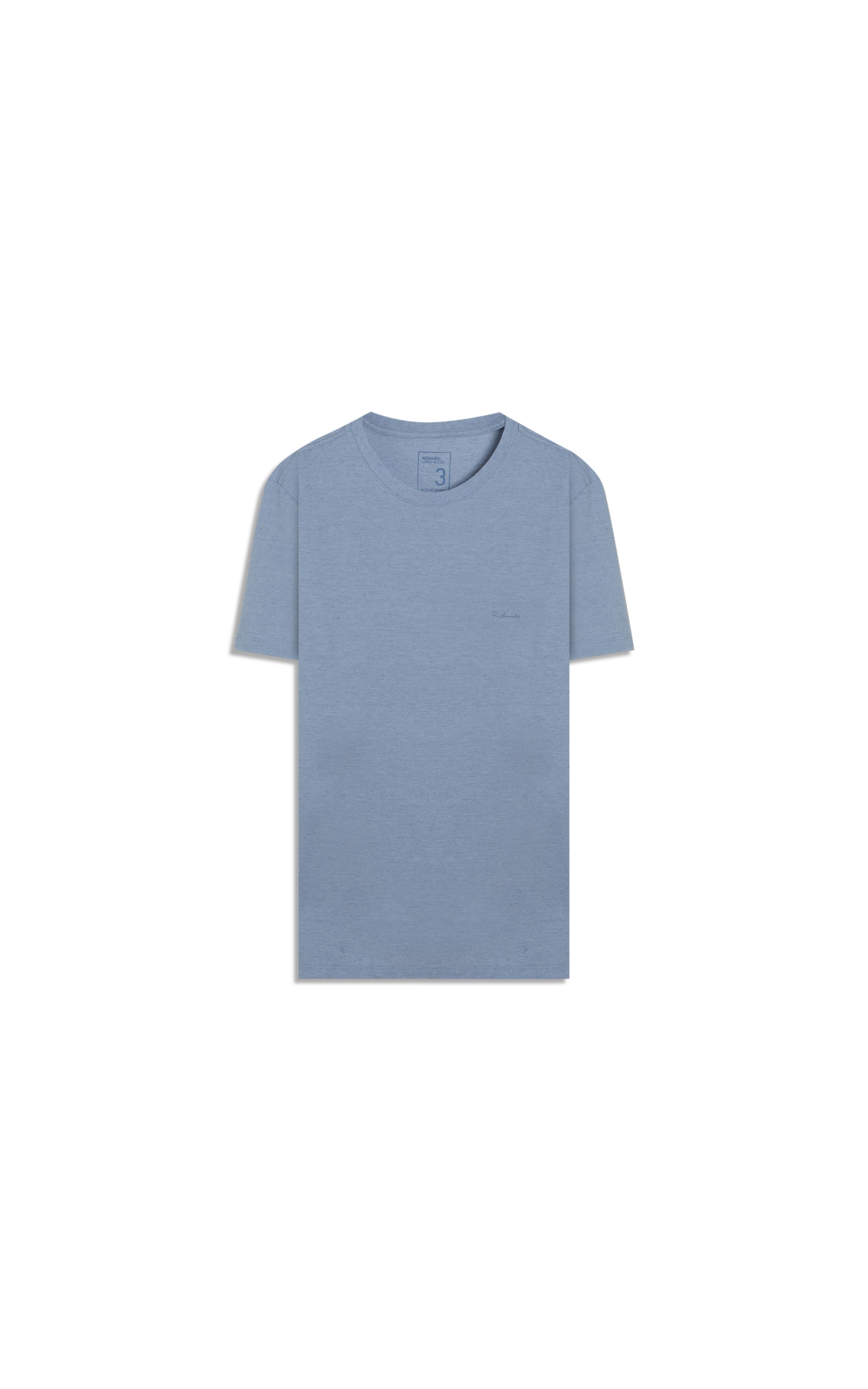 T-Shirt Linho  Piquet  Basic Mc Azul Medio