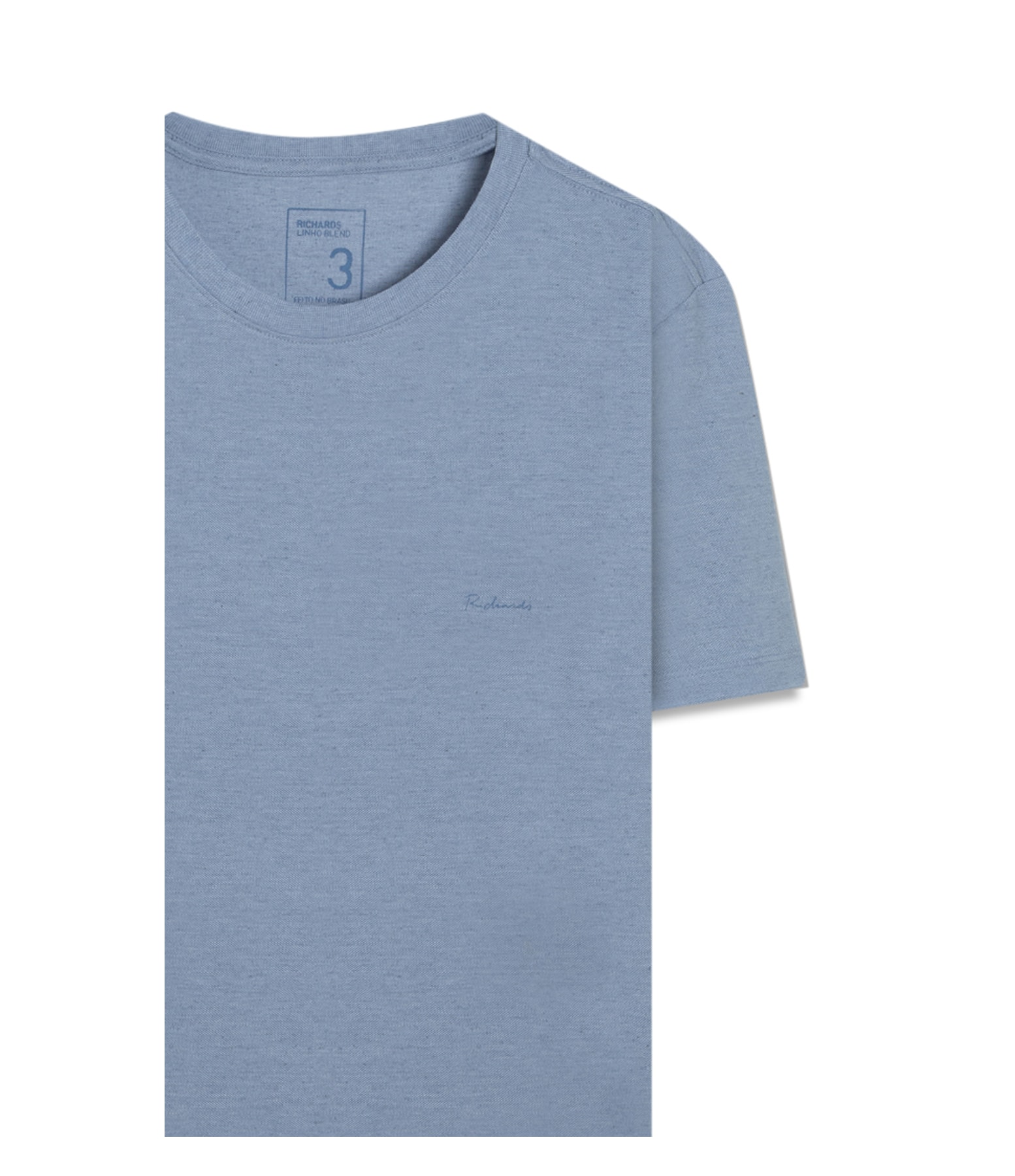 T-Shirt Linho  Piquet  Basic Mc Azul Medio