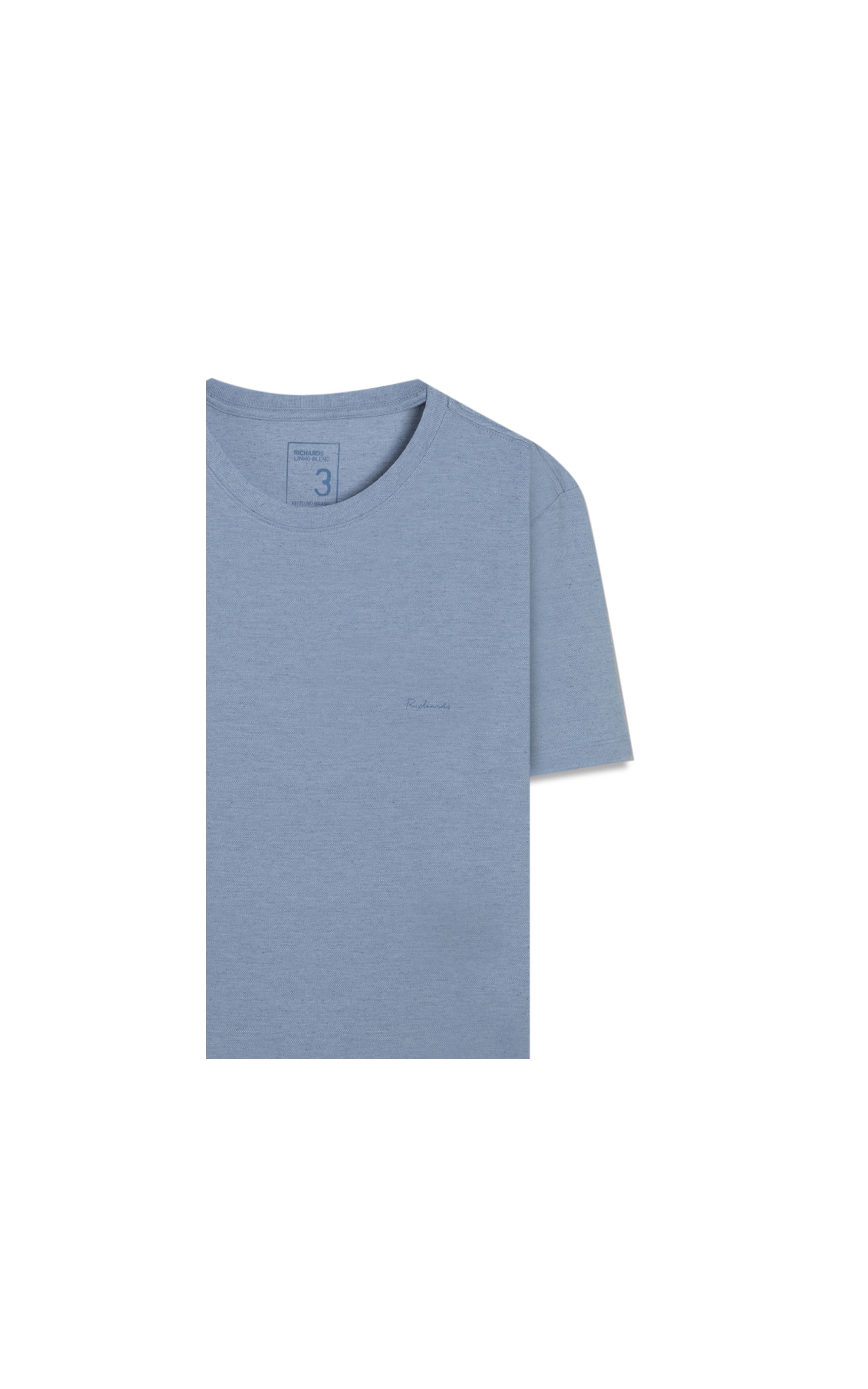 T-Shirt Linho  Piquet  Basic Mc Azul Medio