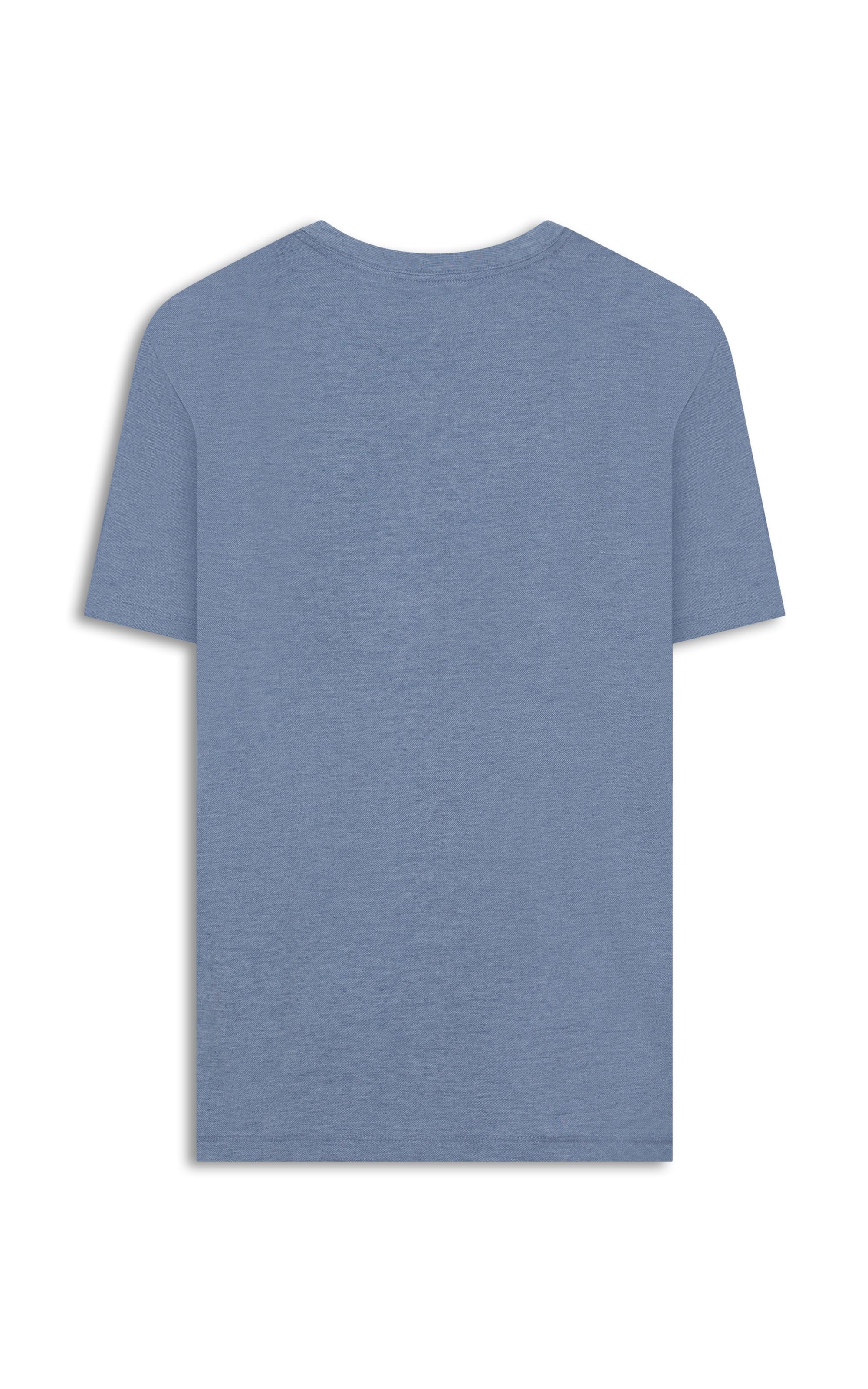 T-Shirt Linho  Piquet  Basic Mc Bf Azul Medio