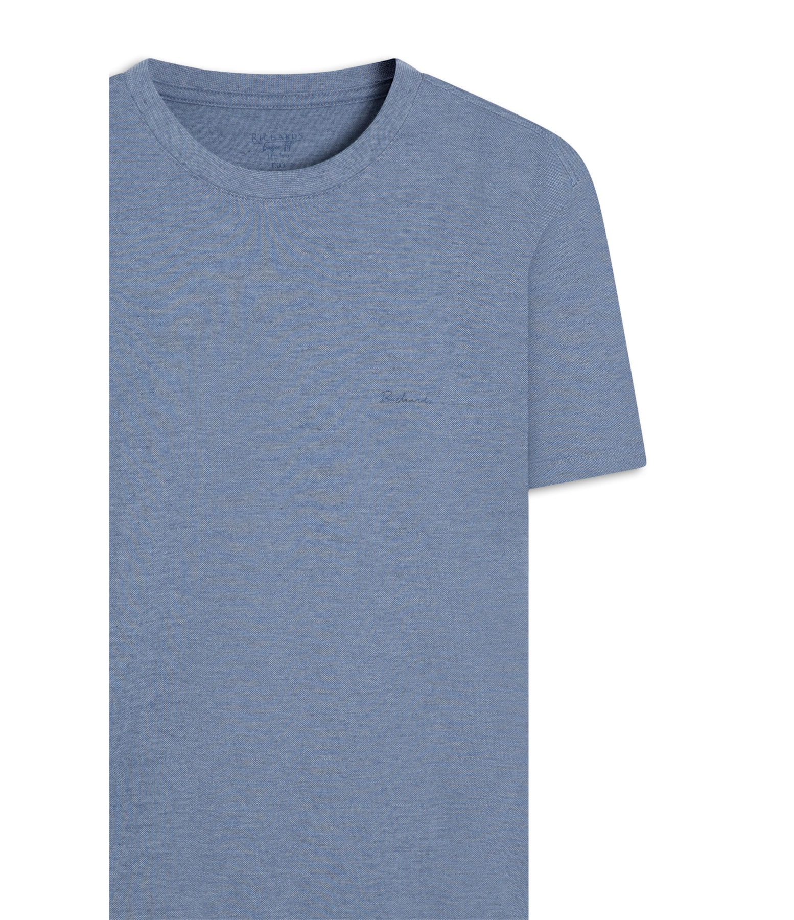 T-Shirt Linho  Piquet  Basic Mc Bf Azul Medio