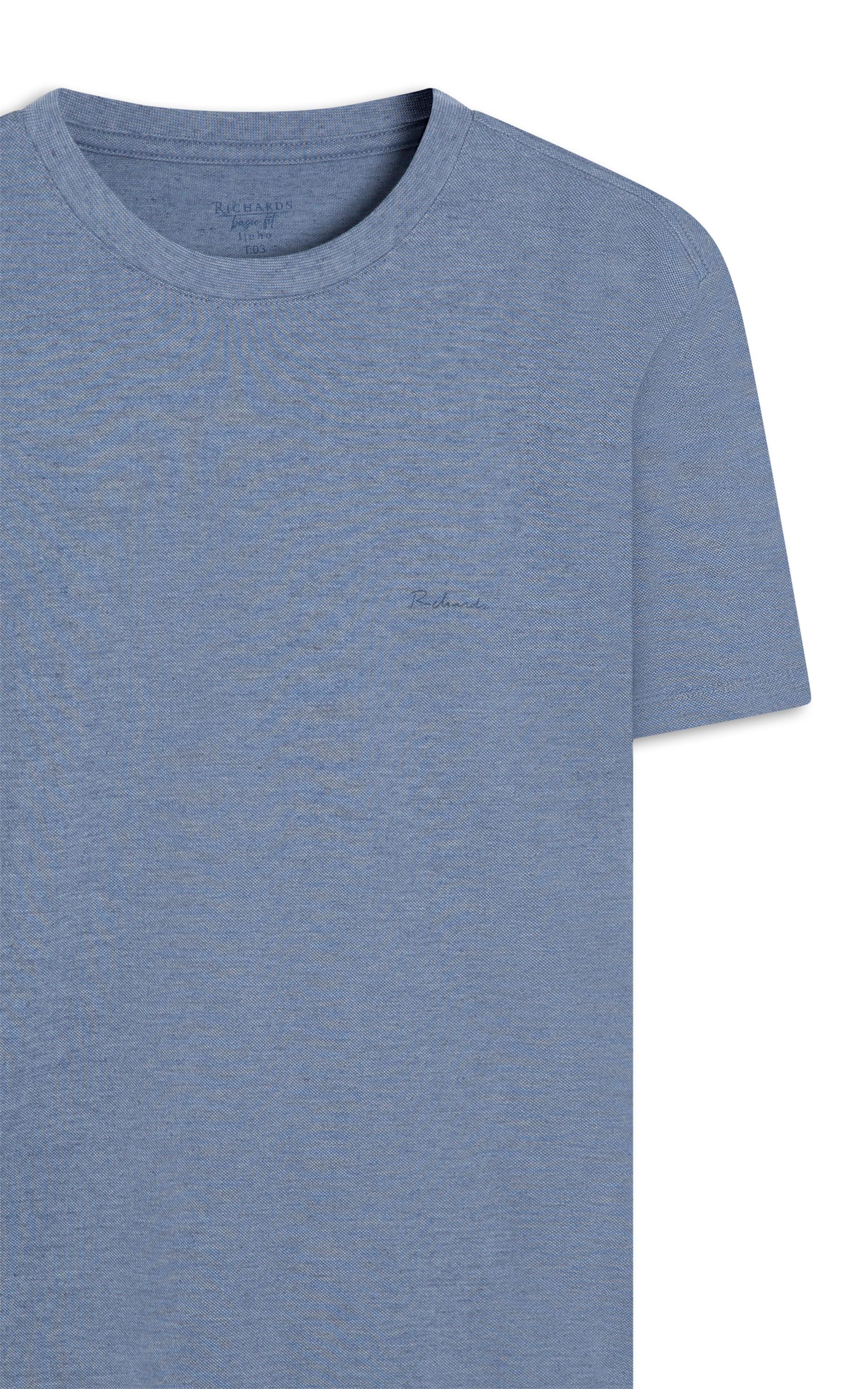 T-Shirt Linho  Piquet  Basic Mc Bf Azul Medio