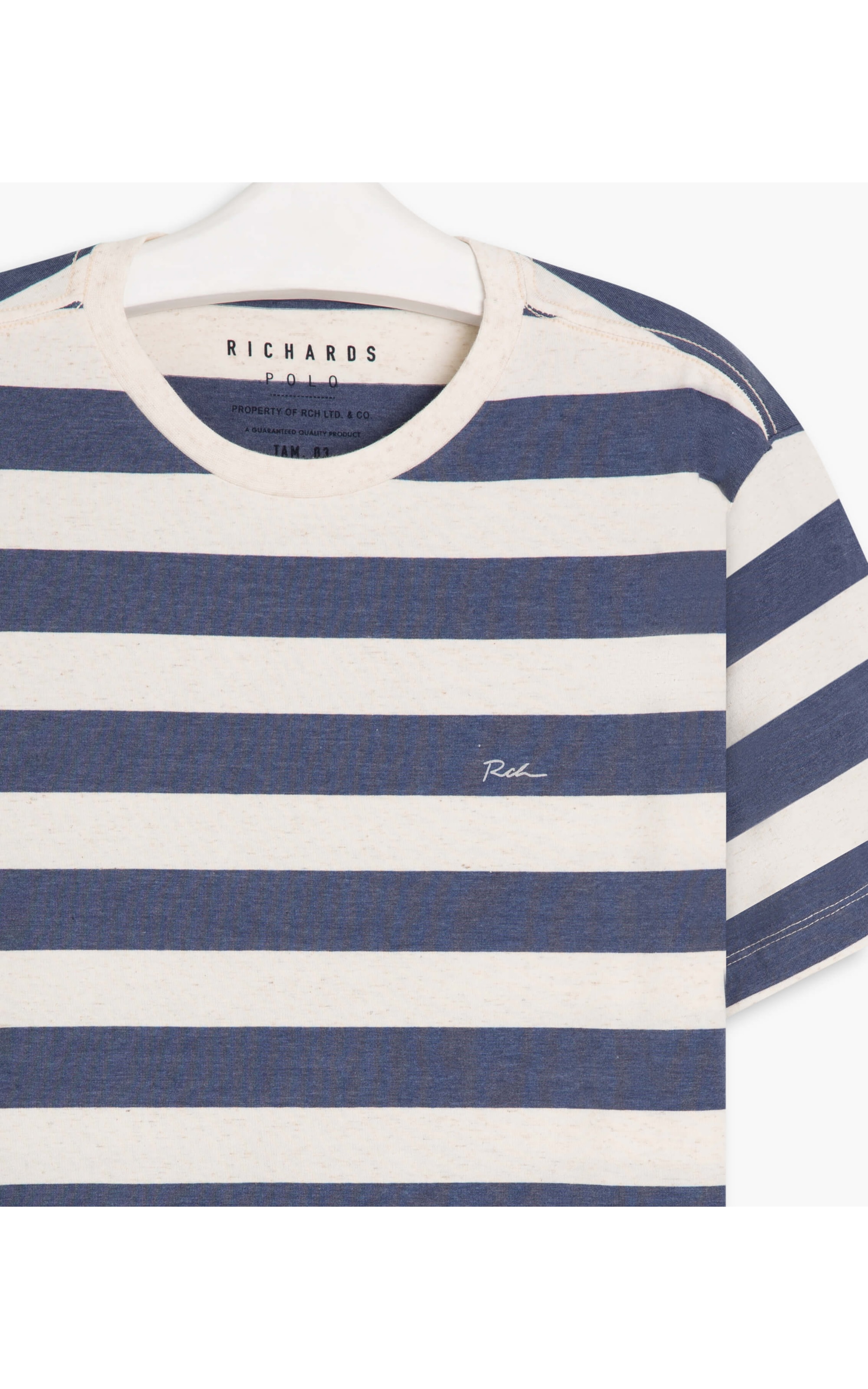 T-Shirt Linho  Stripes Rch Azul Bic