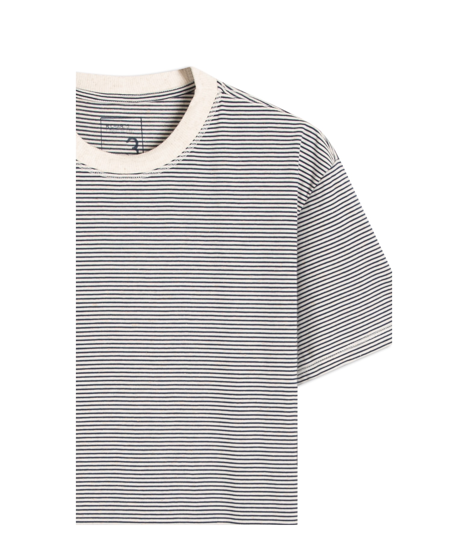 T-Shirt Listrada Linho Basic Fit Marinho