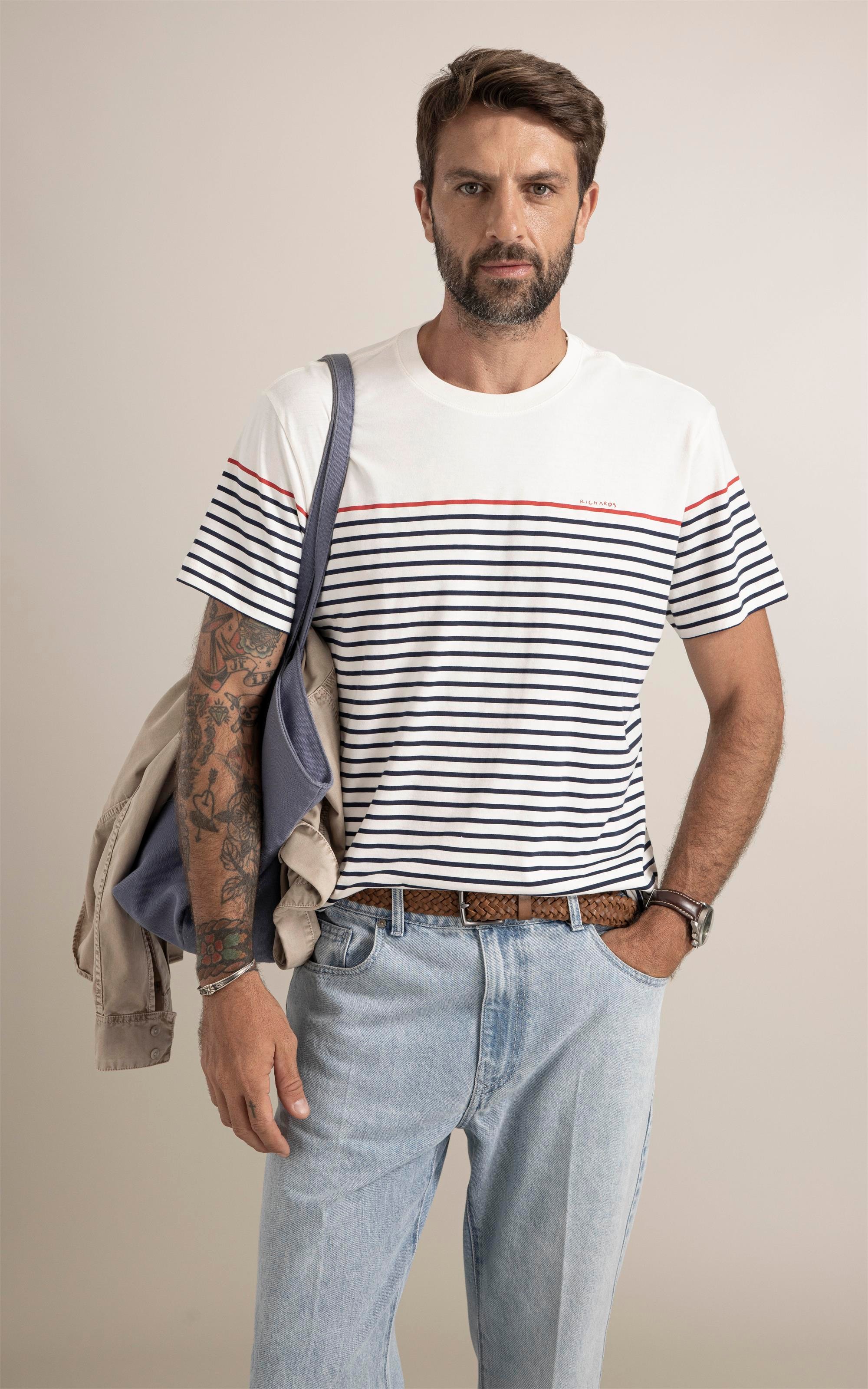 T-Shirt Listrada Local Aquarela Branco