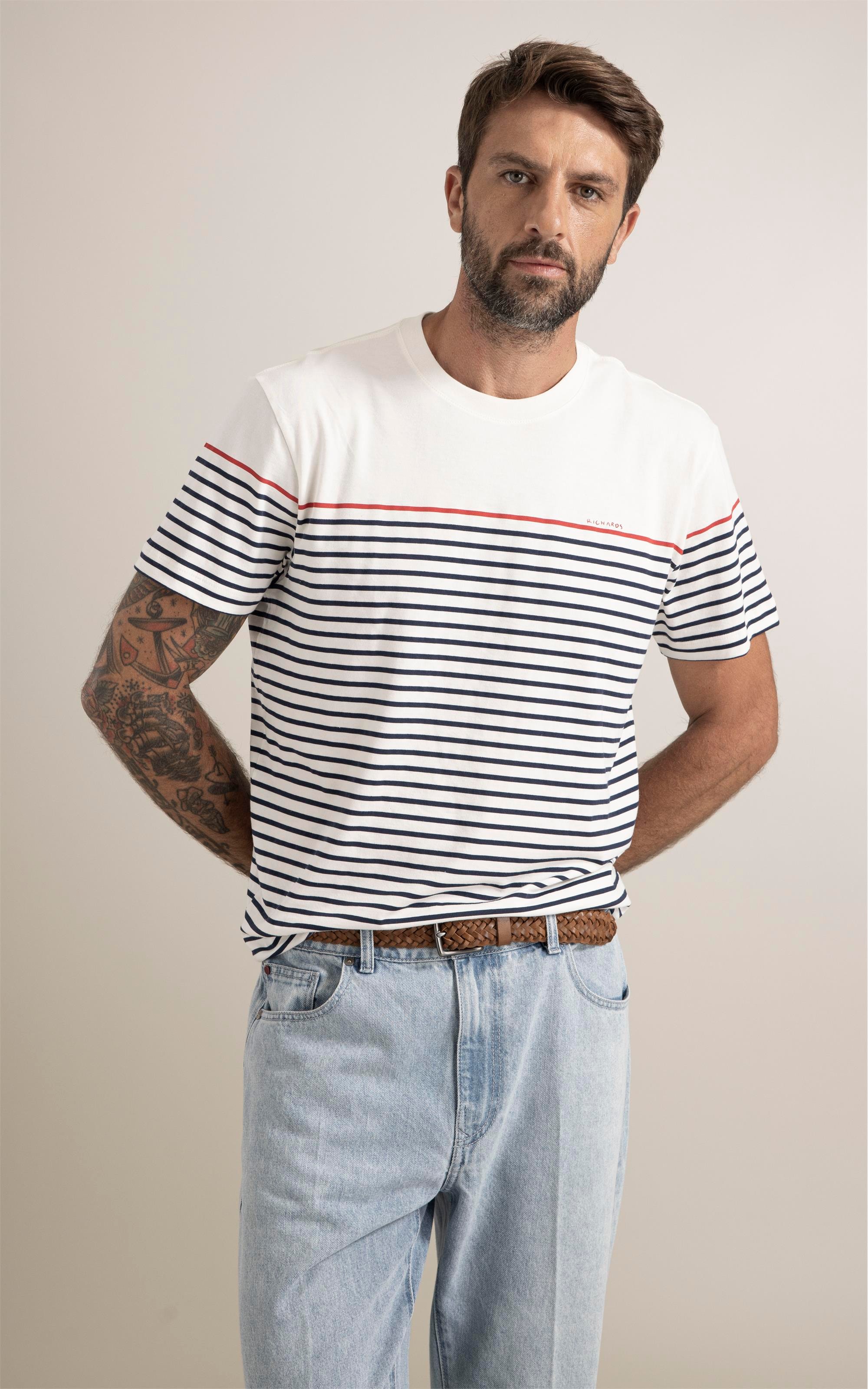 T-Shirt Listrada Local Aquarela Branco