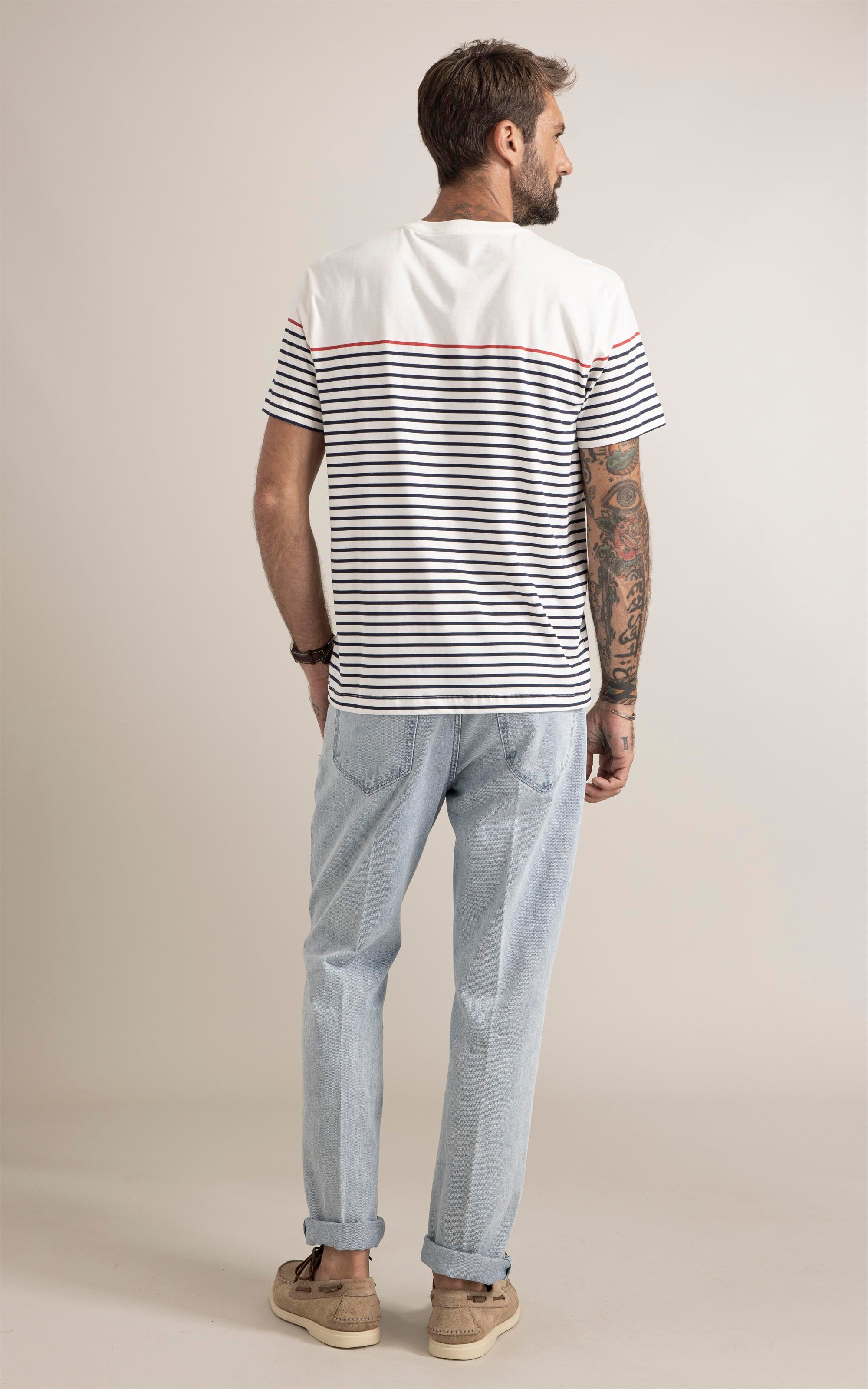T-Shirt Listrada Local Aquarela Branco