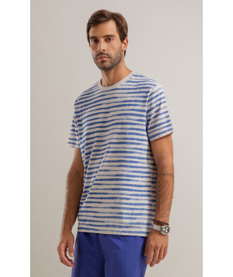 T-Shirt Listrado Garnet Mc Bf Azul Bic