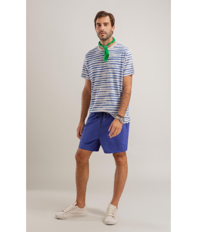 T-Shirt Listrado Garnet Mc Bf Azul Bic