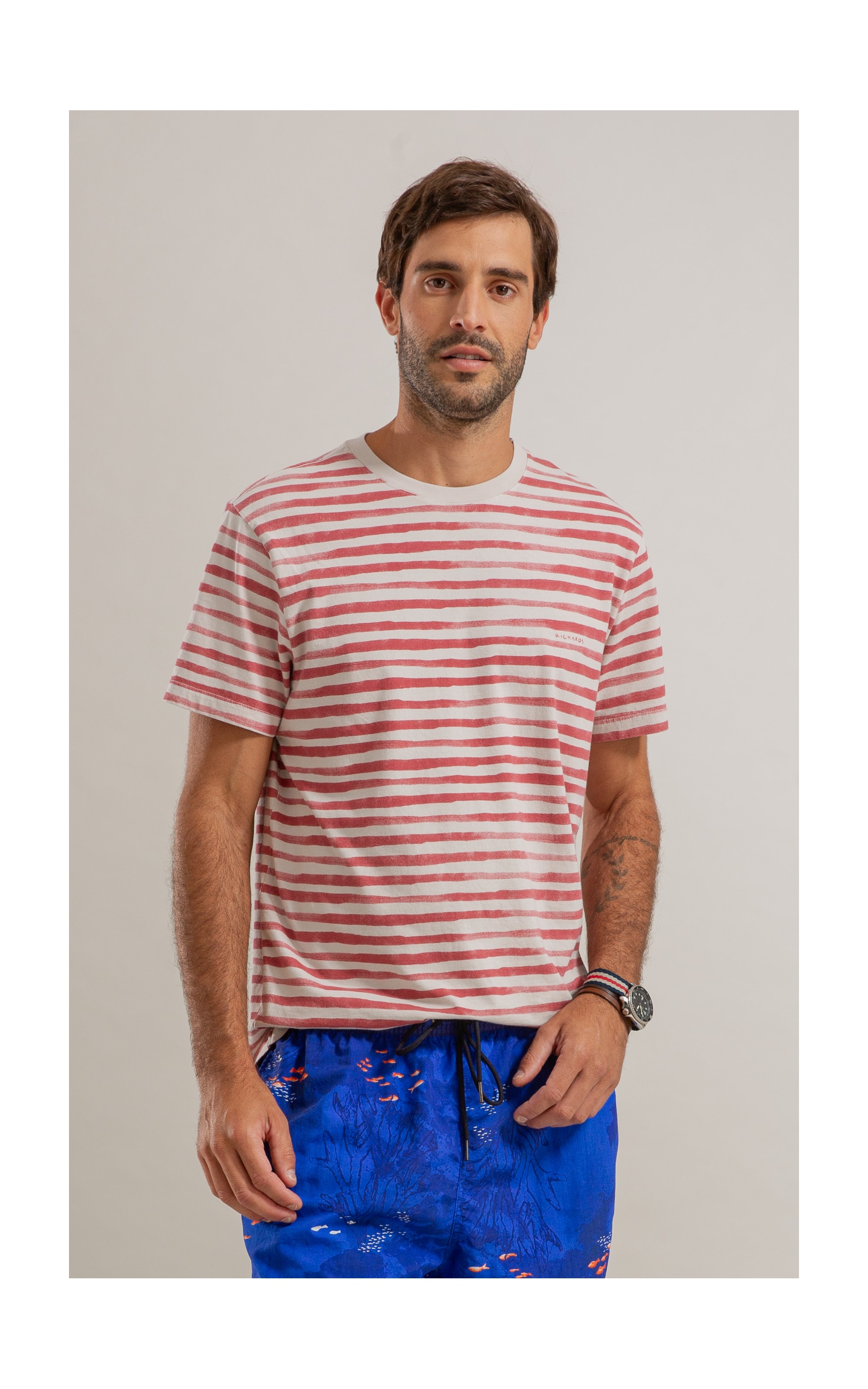 T-Shirt Listrado Garnet Mc Bf Vermelho