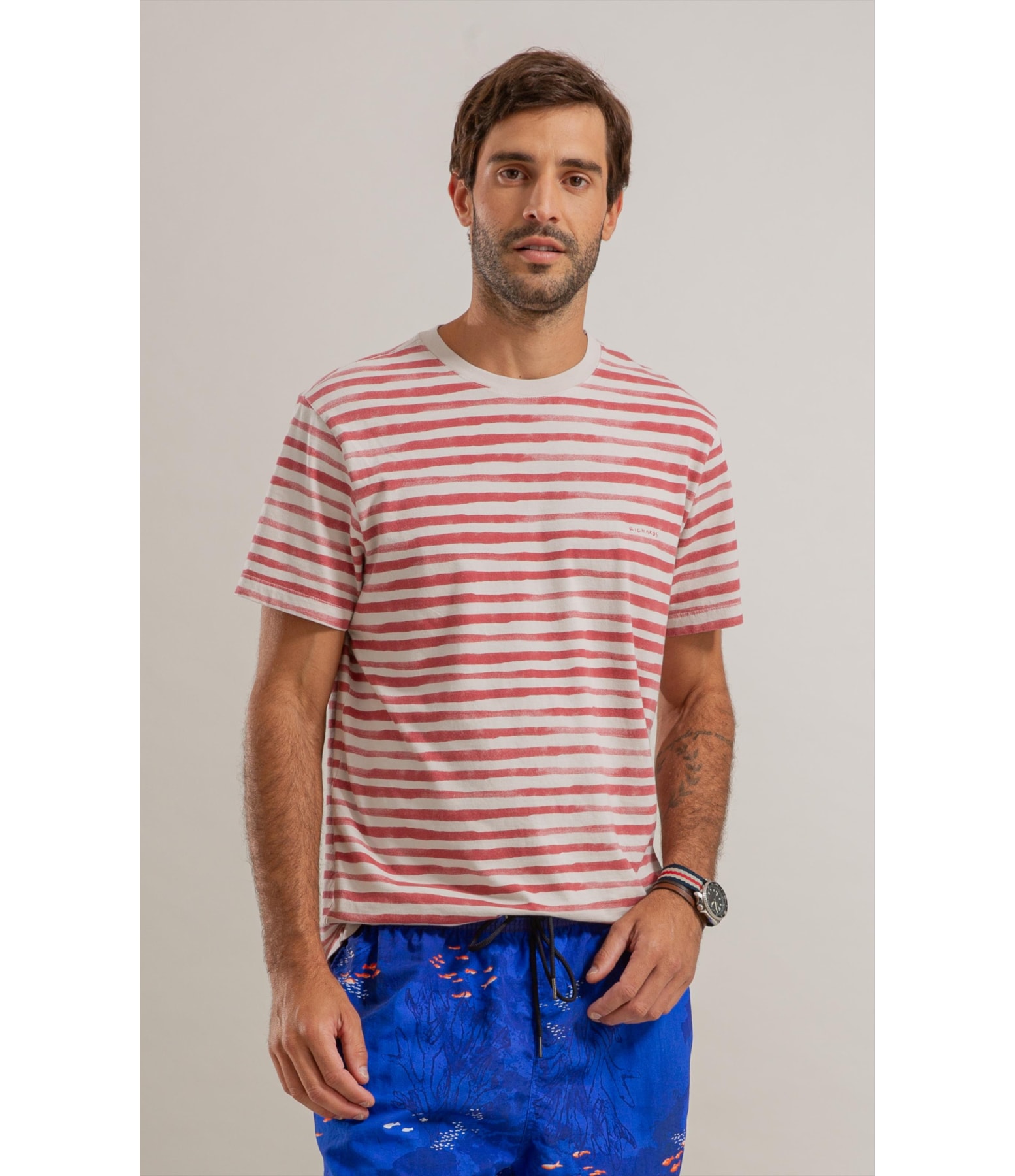 T-Shirt Listrado Garnet Mc Bf Vermelho