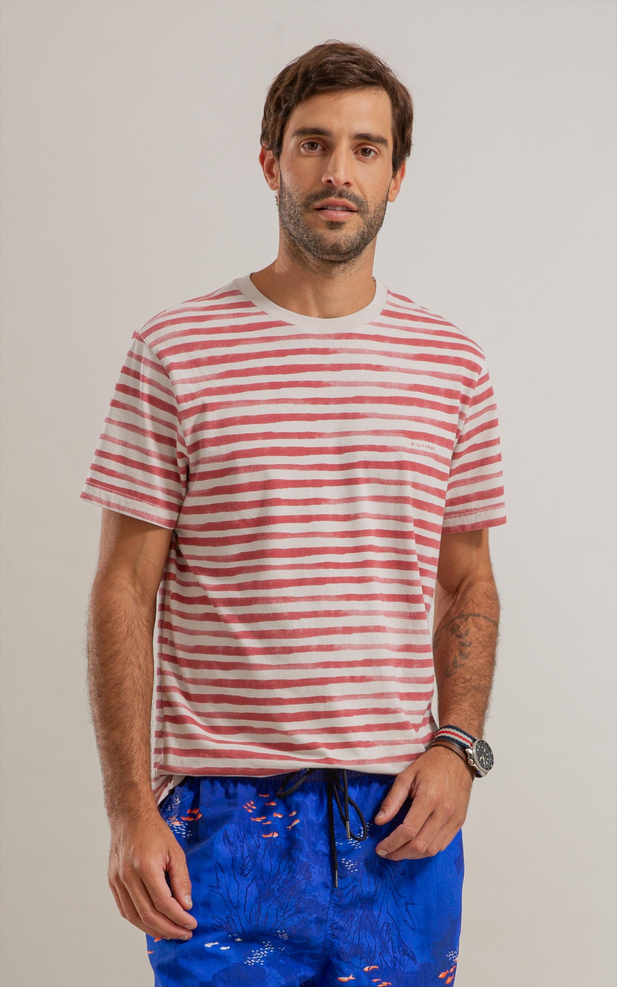 T-Shirt Listrado Garnet Mc Bf Vermelho